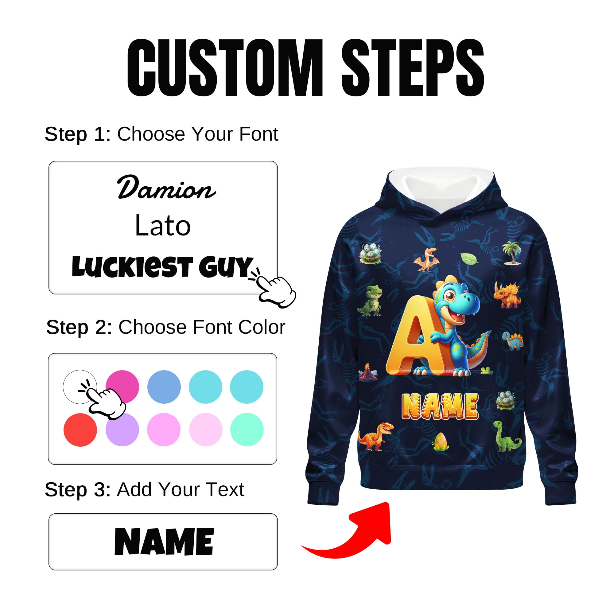 Sweatshirt for Girls - Personalized Pullover Hoodies for Kids - Customized Cute Hooded Gifts for Teen Girls