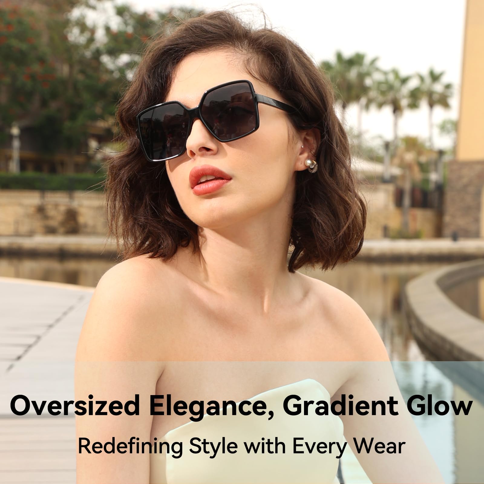 Dollger Oversized Square Sunglasses for Women Big Large Wide Fashion Shades for Men UV Protection Unisex