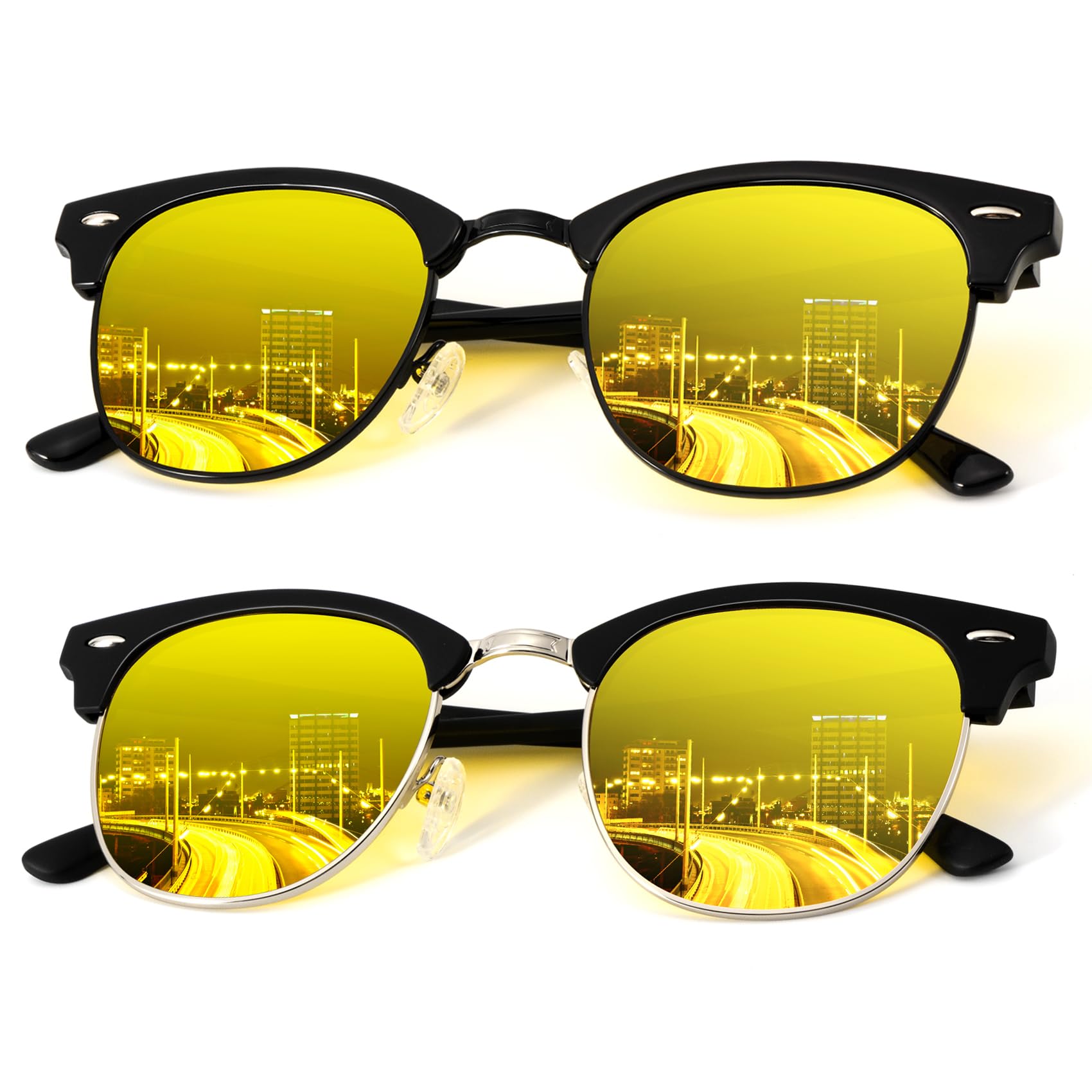 KALIYADI Polarized Sunglasses for Men and Women Semi-Rimless Frame Driving Sun glasses UV Blocking