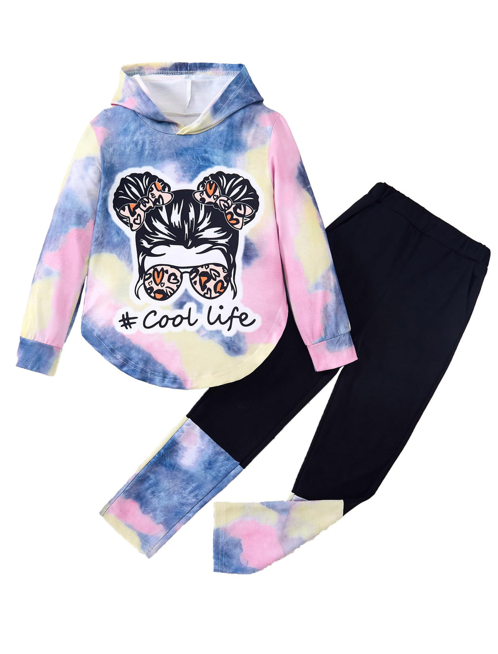 Girls Clothes Tie Dye Long Sleeve Hoodie Sweatshirt and Pants Sets Cute Girl Outfits Size 5-14 Years