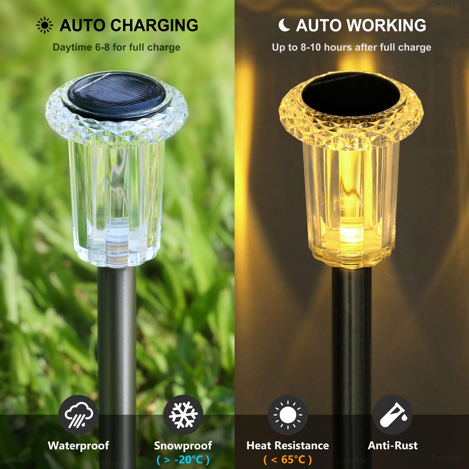 DenicMic Halloween Solar Lights Outdoor 10 Pack Purple LED Waterproof Yard Garden Patio Backyard Pathway Walkway Landscape Path Lawn Outside Halloween Decorations Outdoor