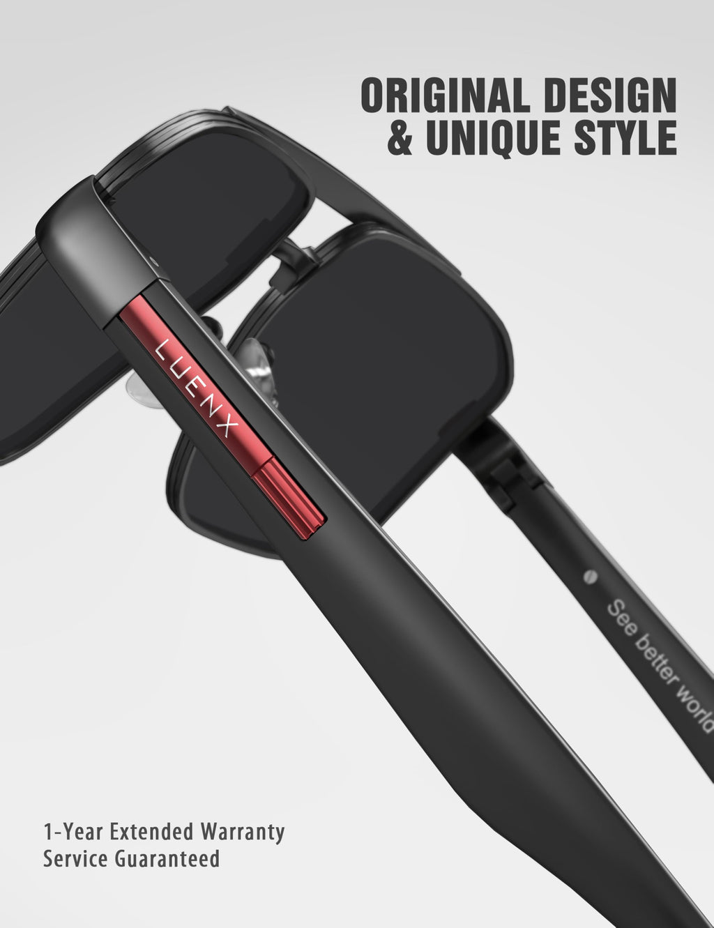 LUENX Aviator Sunglasses for Men Square Polarized Polygon Lens - UV 400 Protection