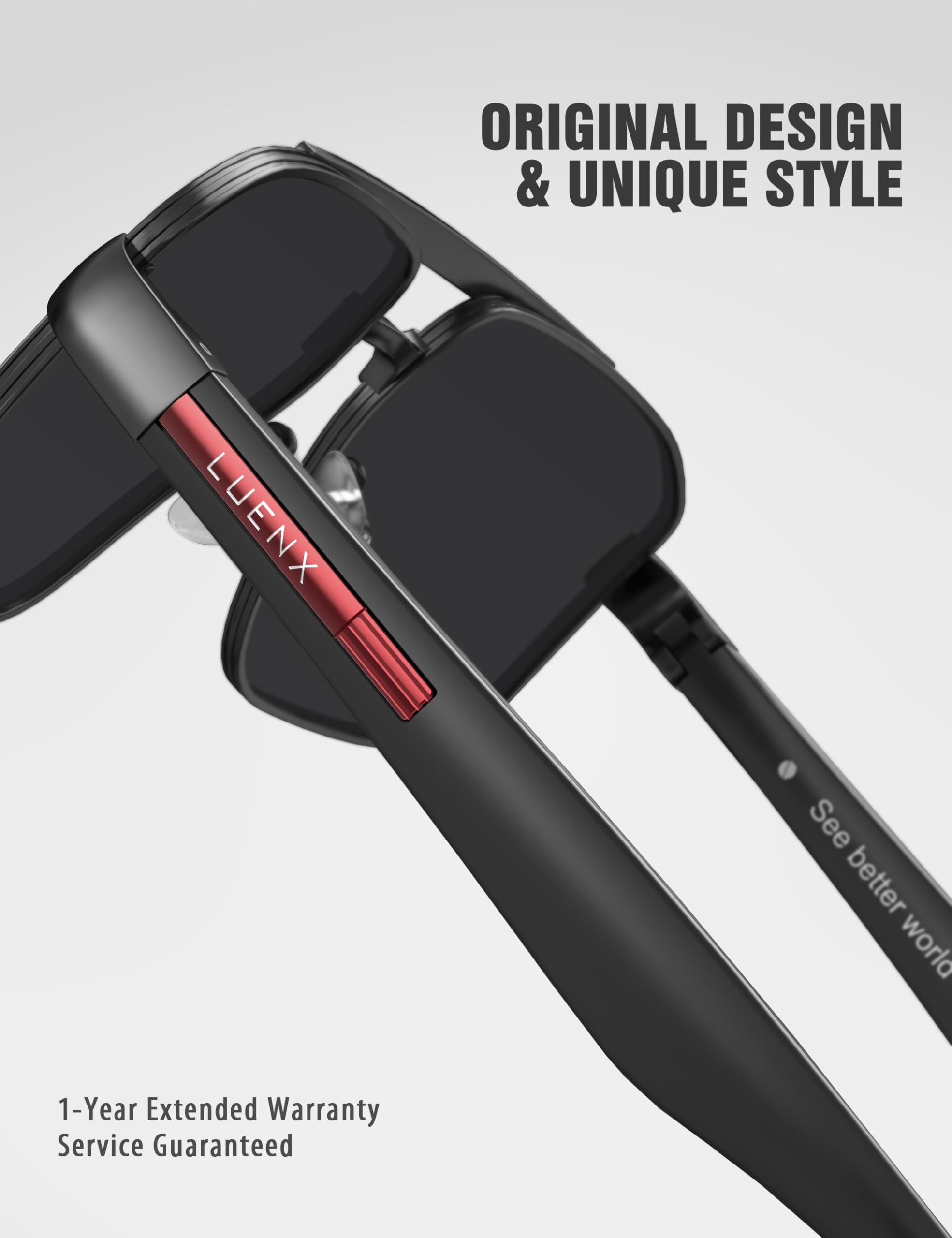 LUENX Aviator Sunglasses for Men Square Polarized Polygon Lens - UV 400 Protection