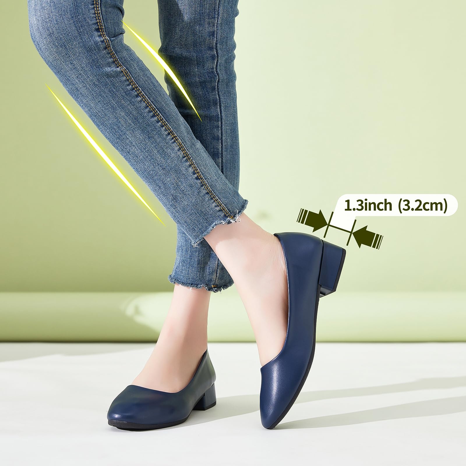 hash bubbie Women's Loafers Slip on Shoes Chunky Low Block Heels Closed Toe Pumps Shoes Office Shoes Ladies Elegant Wedding Dress Shoes