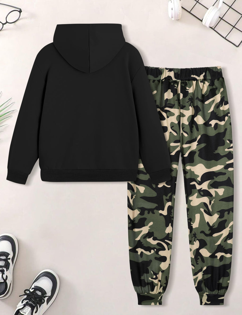 Boys Clothes Camo Boys Outfits Letter Printing Pullover Hoodie and Pants 2Pcs Winter Kids Clothes Boys for 7-14 Years