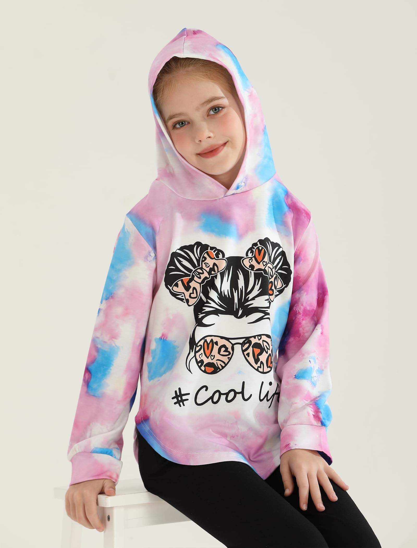Girls Clothes Tie Dye Long Sleeve Hoodie Sweatshirt and Pants Sets Cute Girl Outfits Size 5-14 Years