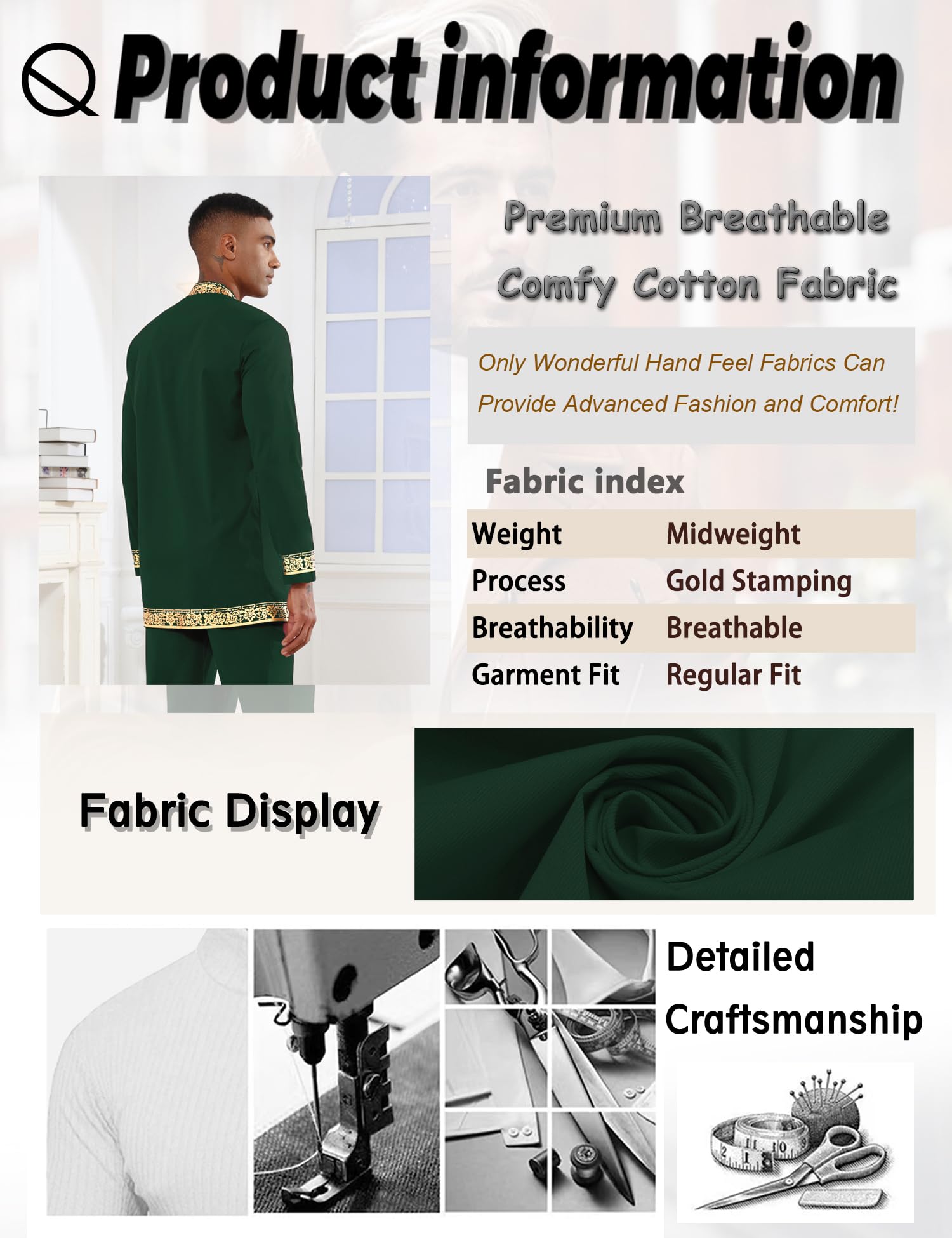 Mens African 2 Piece Set Nigerian Dashiki Metallic Traditional Suit Gold Stamp Printed Shirt and Pants Outfit