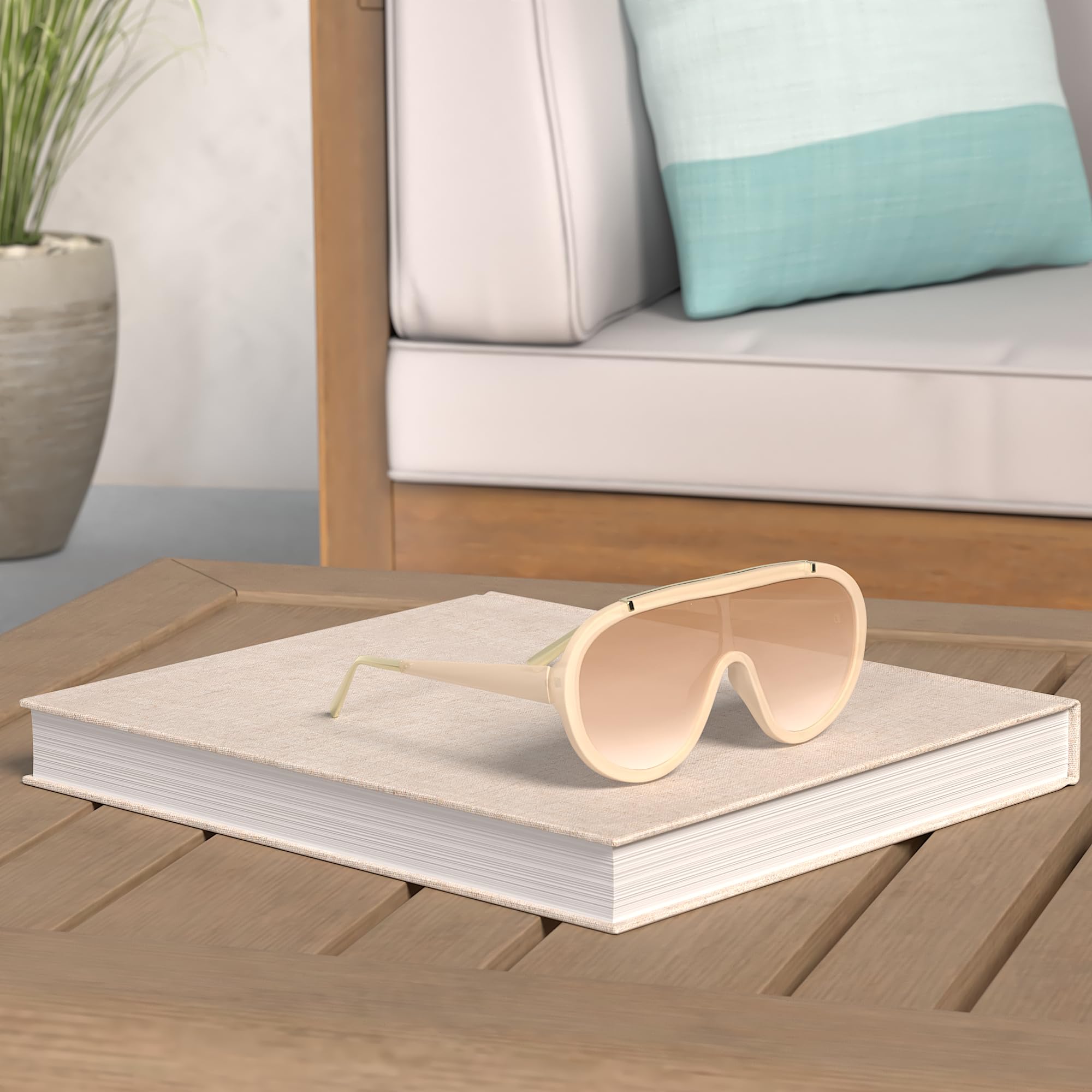 FEISEDY Sunglasses Women Oversized One Piece Frame UV400 Sun Glasses Trendy Retro Shades B2580