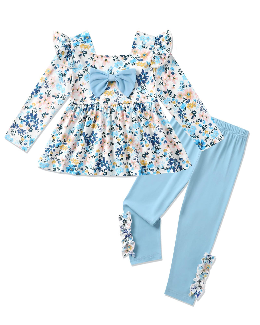 Toddler Girl Clothes 12M-6T Long Sleeves Ruffle Top+Ruffle Pants Toddler Girls Fall Winter Clothes