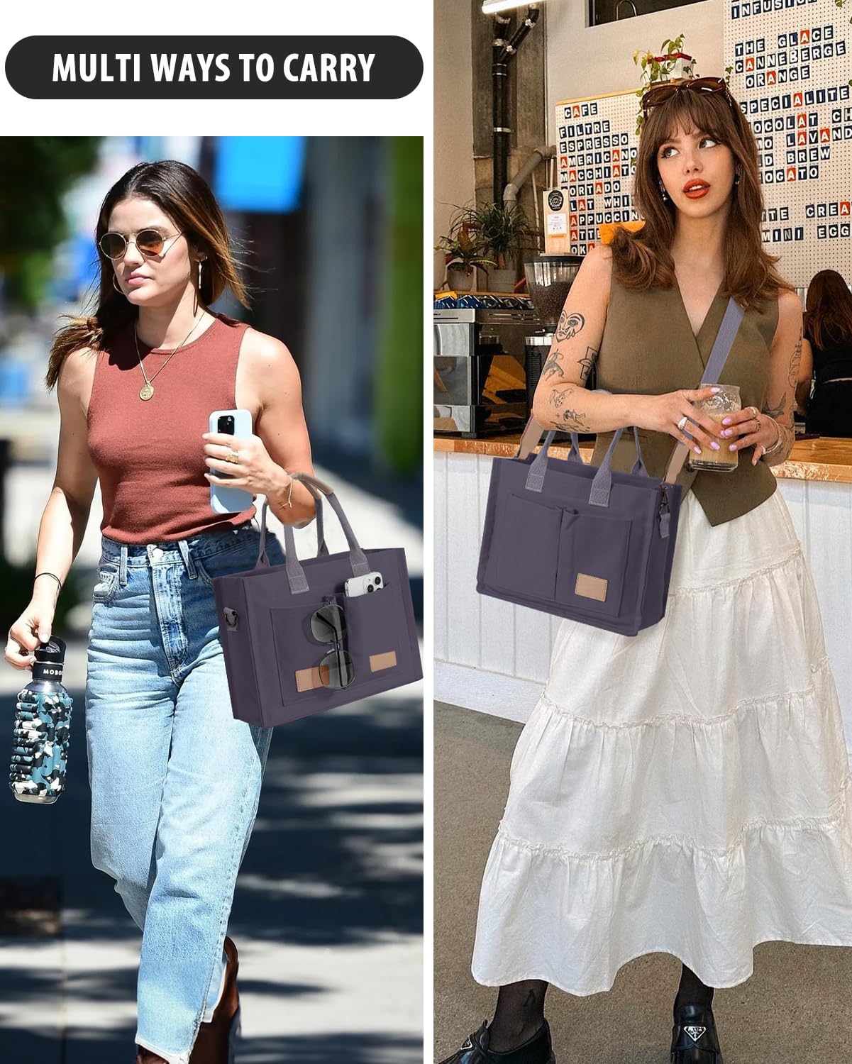 Tote Bags for Women Canvas Tote Purse Crossbody with Pockets Top Handle Shoulder Satchel Bag for Women