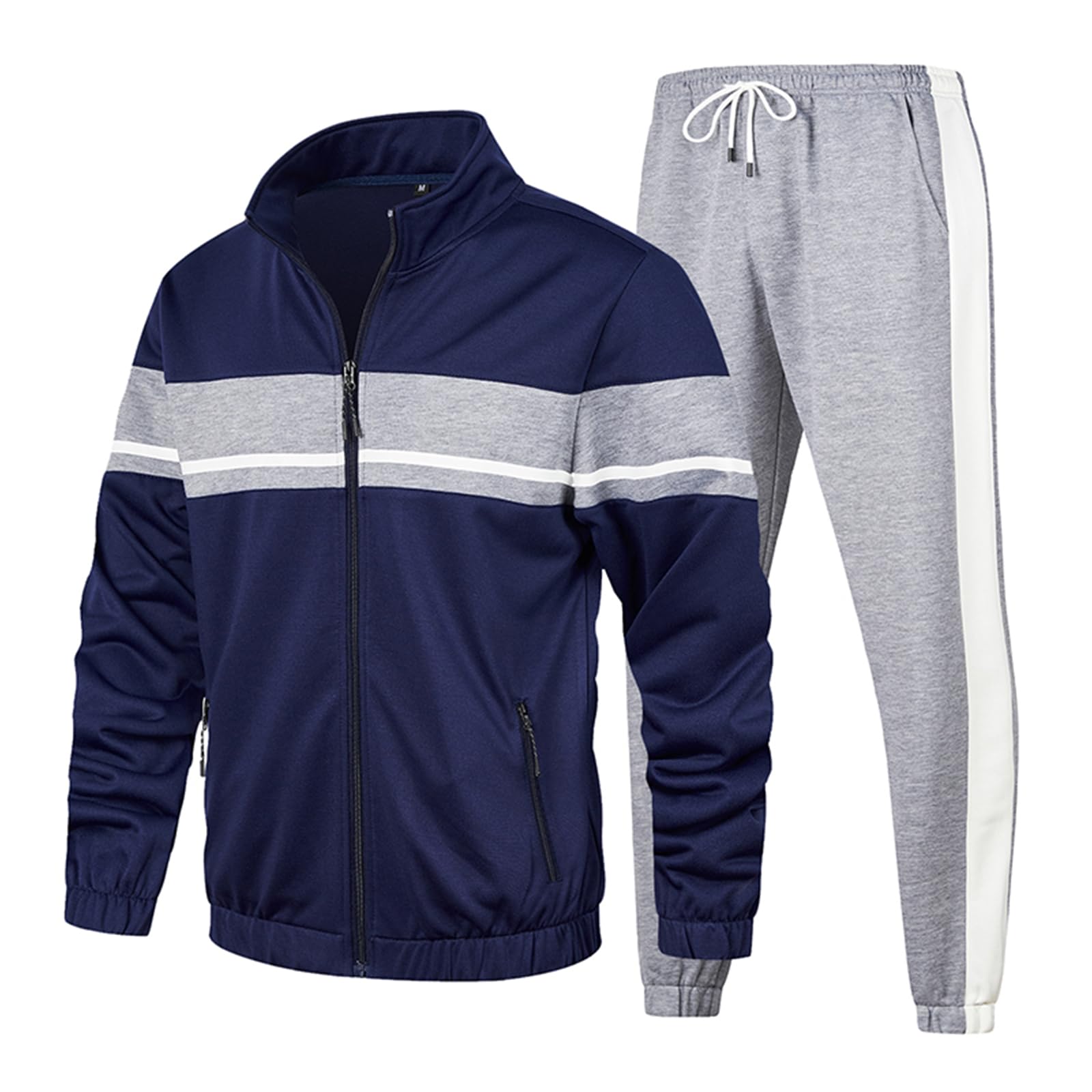 LBL Leading the Better Life Men's Sweat Suit 2 Piece Outfit Casual Contrast Sports Jogging Tracksuits Set