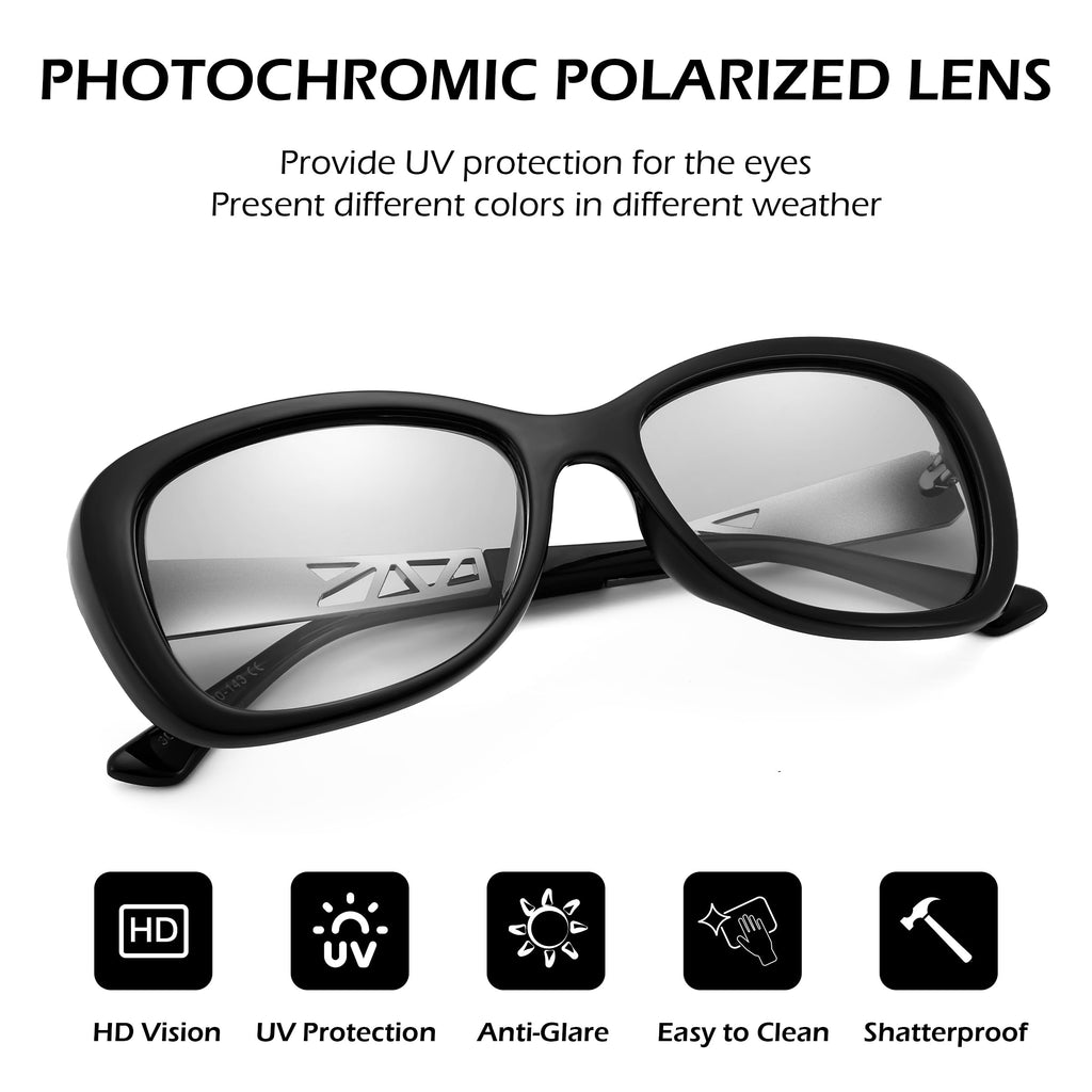 FEISEDY Polarized Women Sunglasses Retro Shades Photochromic Lens Sparkling Crystal Sunglasses UV400 Protection B0144
