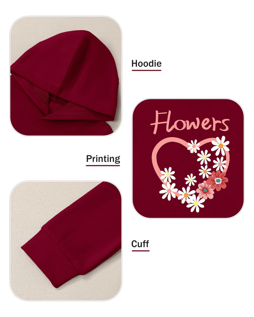 Coco&RARA Toddler Girls Clothes Baby Hoodie Sweatshirt Flower Sweatpants Outfits 2pcs Fall Winter Tracksuit Set 18M-6T