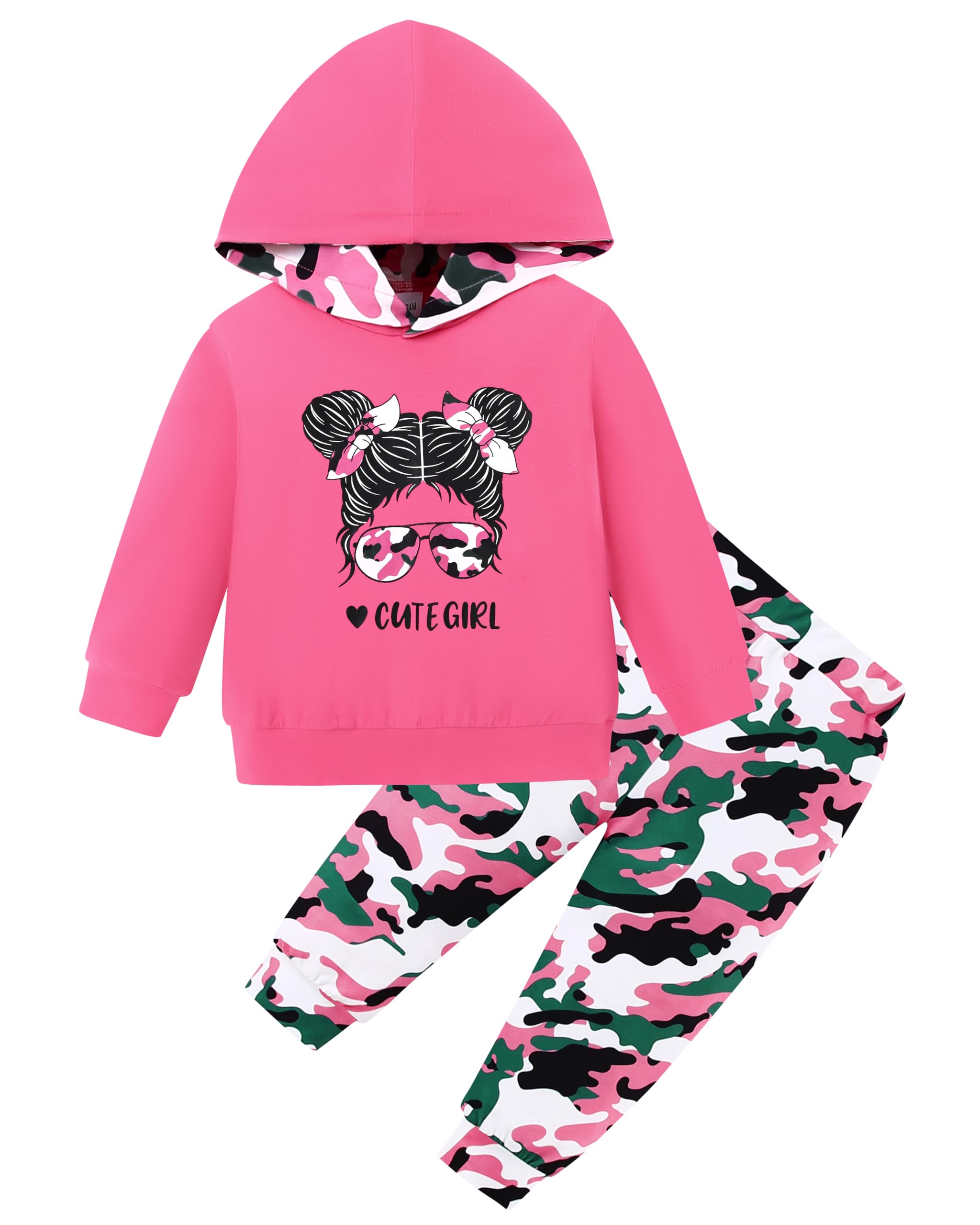 ZOEREA Toddler Girls Clothes Baby Outfits Letter Hoodie Sweatshirts Flower Sweatpants 2Pcs Tracksuit Fall Winter Clothing