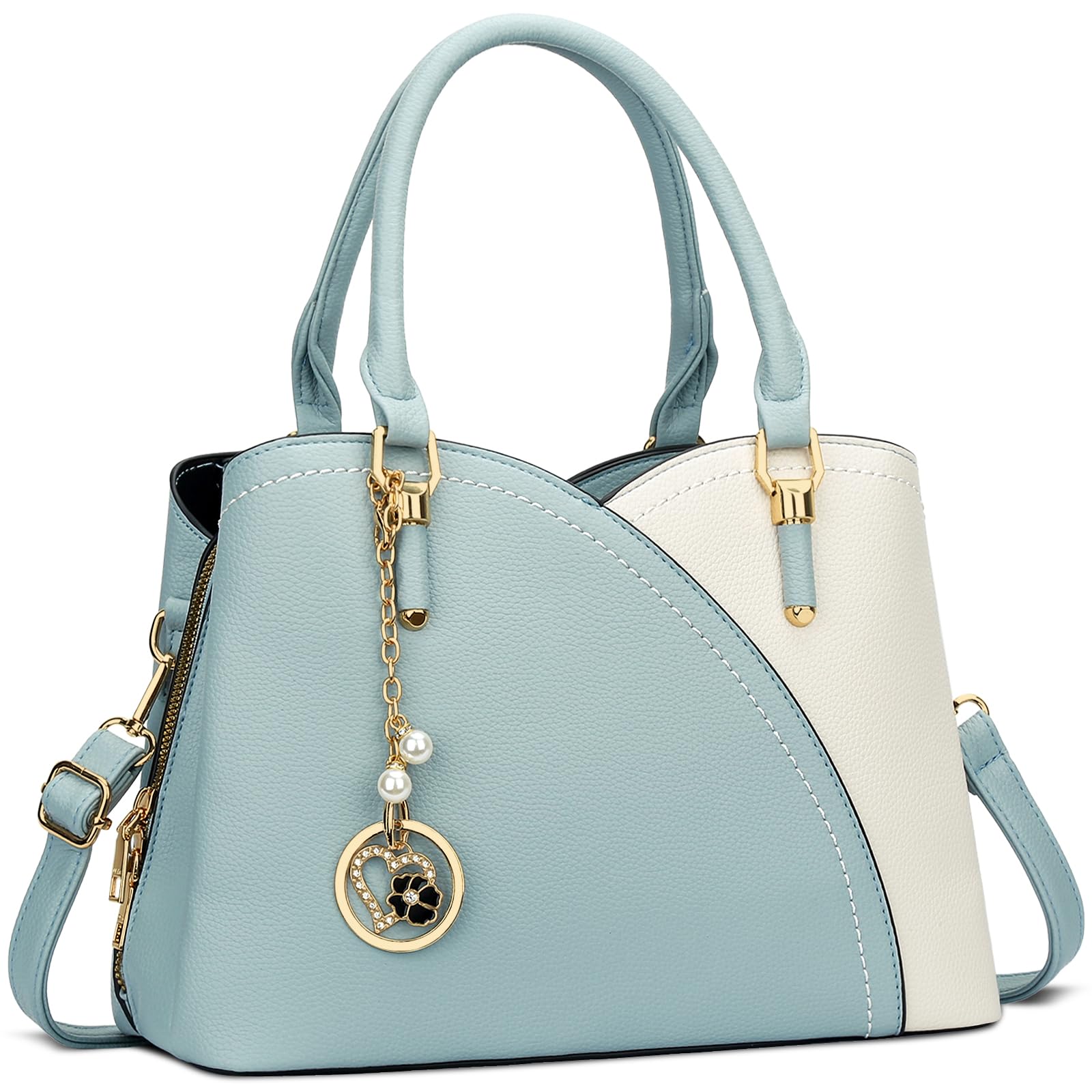 KKXIU Triple Compartments Purses and Handbags for Women Fashion Ladies Satchel Shoulder Top Handle Bag