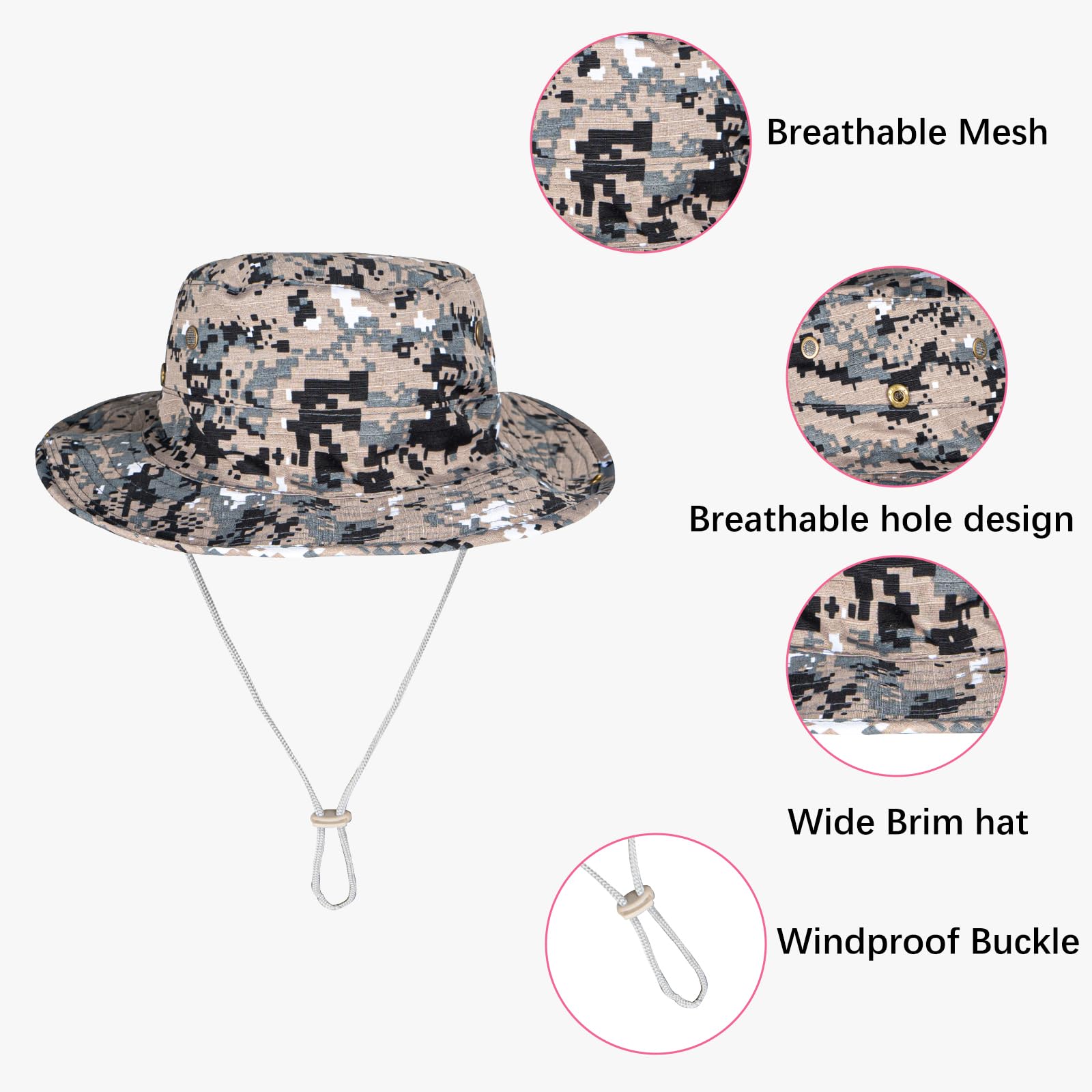 Sun Hats for Men Women Boonie Hat Foldable Fishing Hat UPF 50+ Bucket Hat for Fishing Hiking Garden Safari Beach