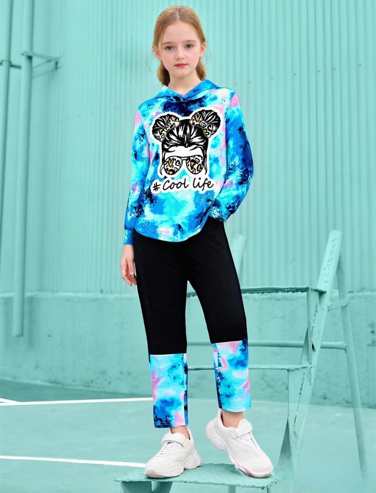 Girls Clothes Tie Dye Long Sleeve Hoodie Sweatshirt and Pants Sets Cute Girl Outfits Size 5-14 Years