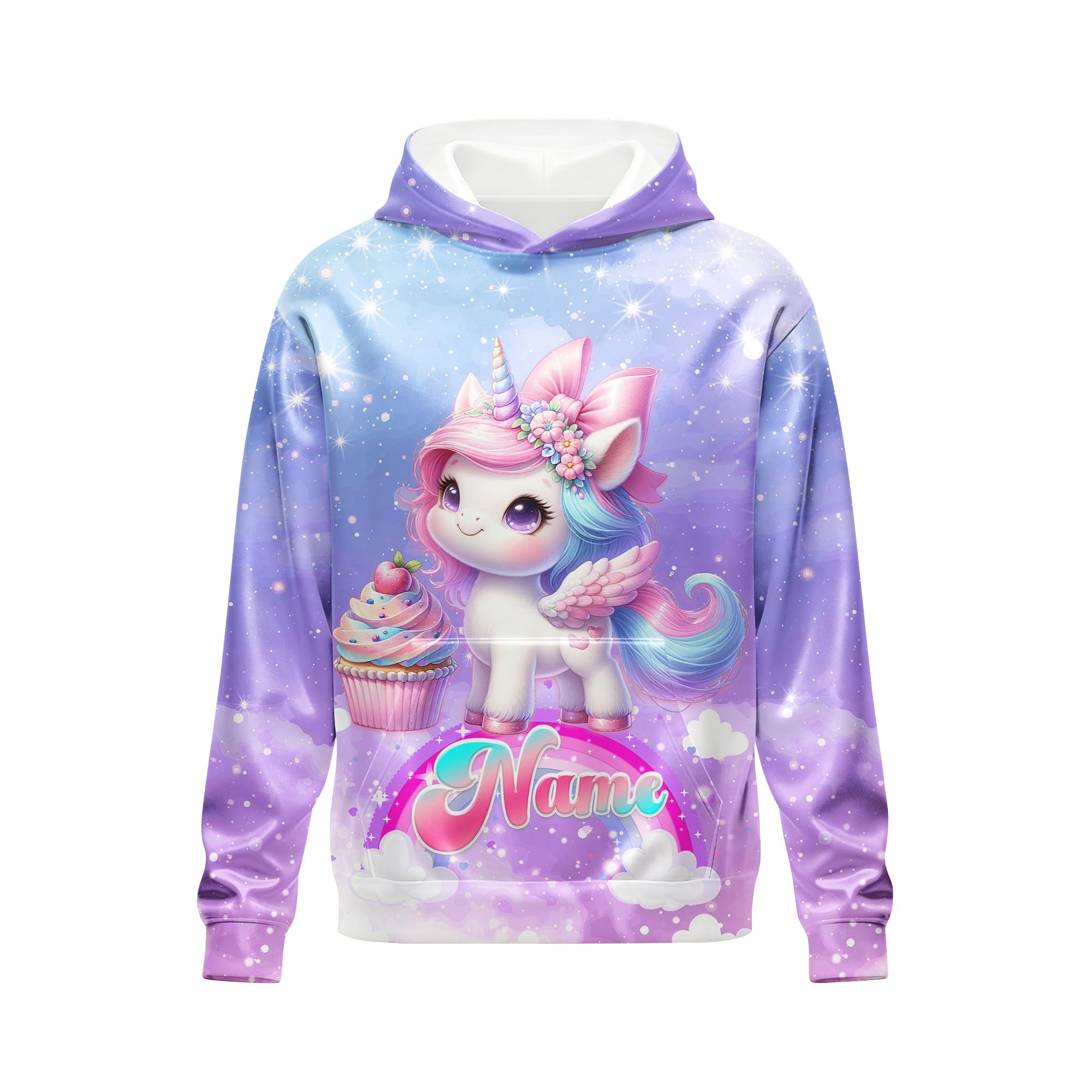 Hoodies for Girls Custom Sweatshirts with Name, Kids Pullover with Pocket, Comfy Graphic Hoodies for Daughter