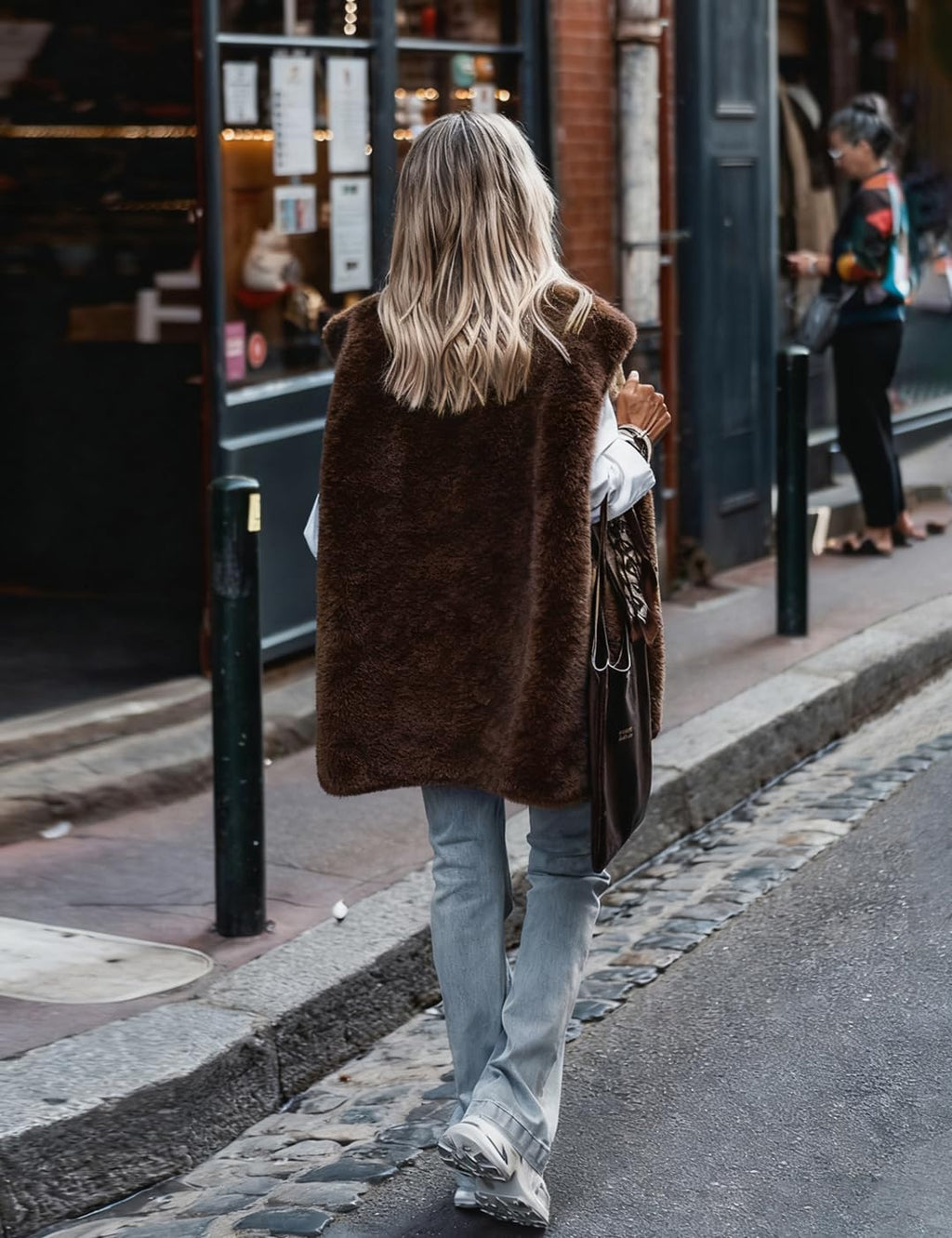 IDEALSANXUN Womens Oversized Fleece Vest Casual Sleeveless Sherpa Jackets