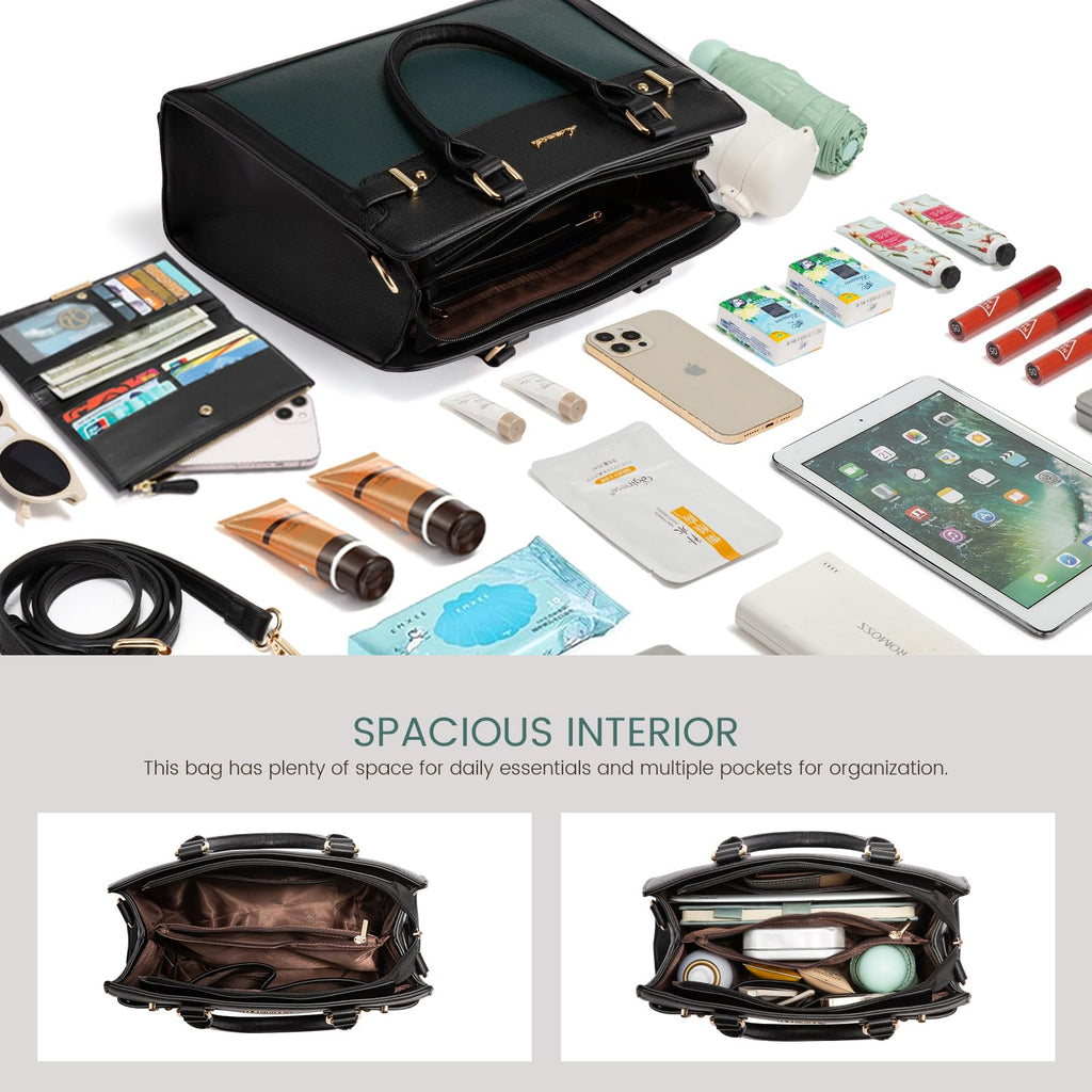 LOVEVOOK Purses and Handbags for Women, Tote Shoulder Bag Satchel Black Purse and PU Leather Top Handle for ladies