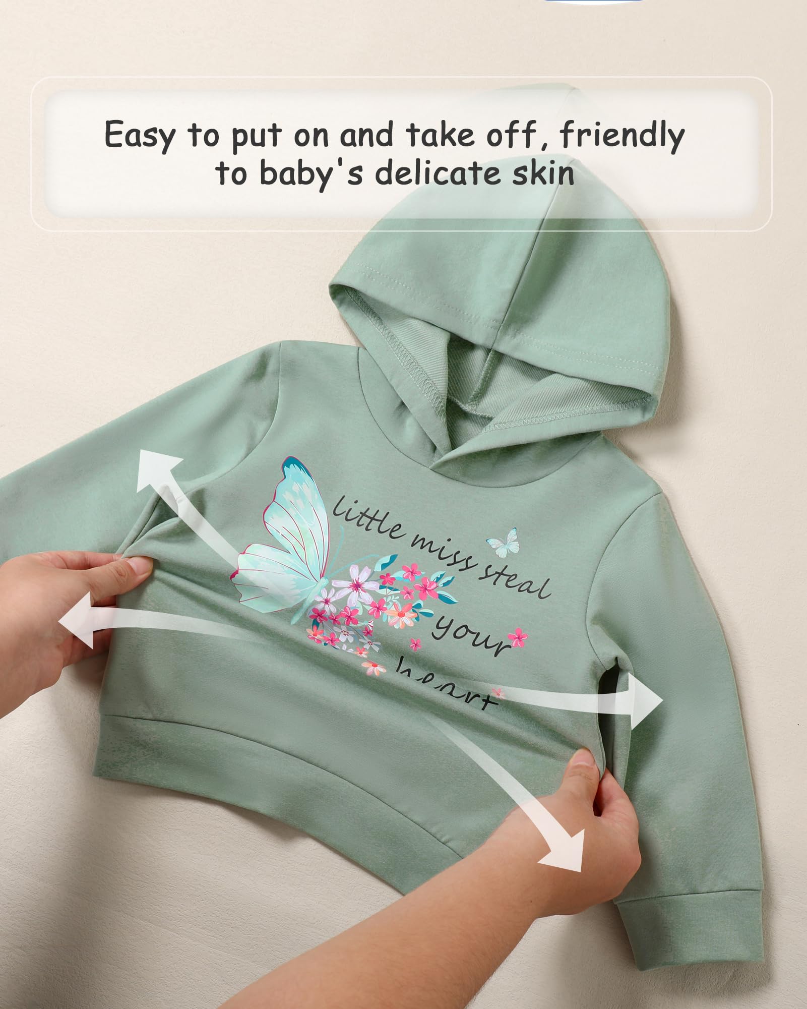 Coco&RARA Toddler Girls Clothes Baby Hoodie Sweatshirt Flower Sweatpants Outfits 2pcs Fall Winter Tracksuit Set 18M-6T