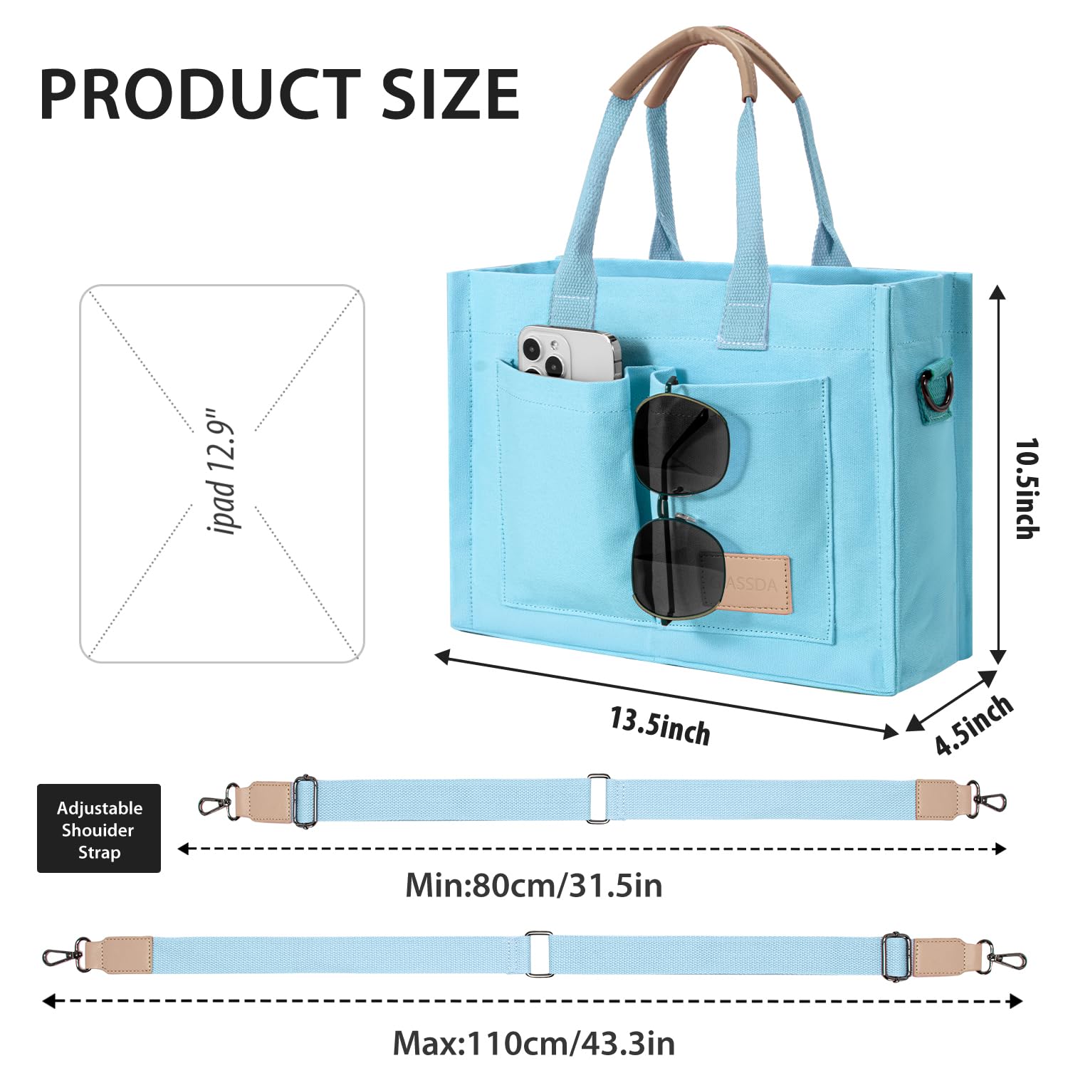 Tote Bags for Women Canvas Tote Purse Crossbody with Pockets Top Handle Shoulder Satchel Bag for Women