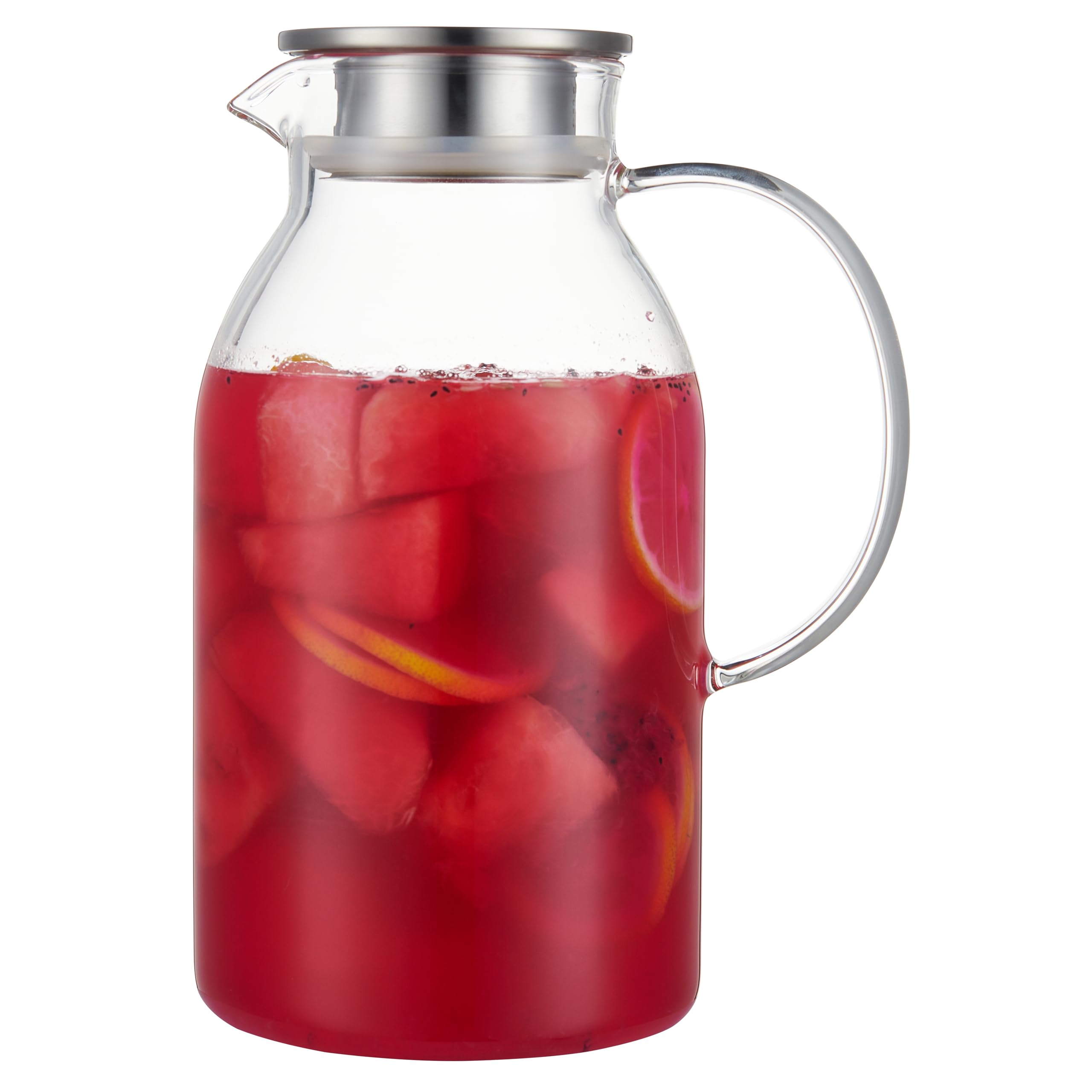 Karafu 68 Oz/2 Liter Glass Pitcher with Lid, Heat Resistant Water Jug for Hot/Cold Water, Ice tea and Juice Beverage