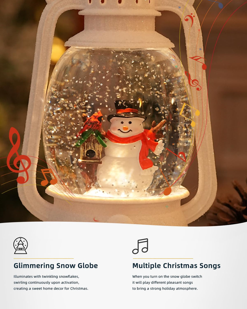 Fall Decor Snow Globe Thanksgiving Decoration Turkey Lantern Light-Up 6H Timer Halloween Pumpkin Glitter Autumn Scene Snow Globes Fall Decoration for Home