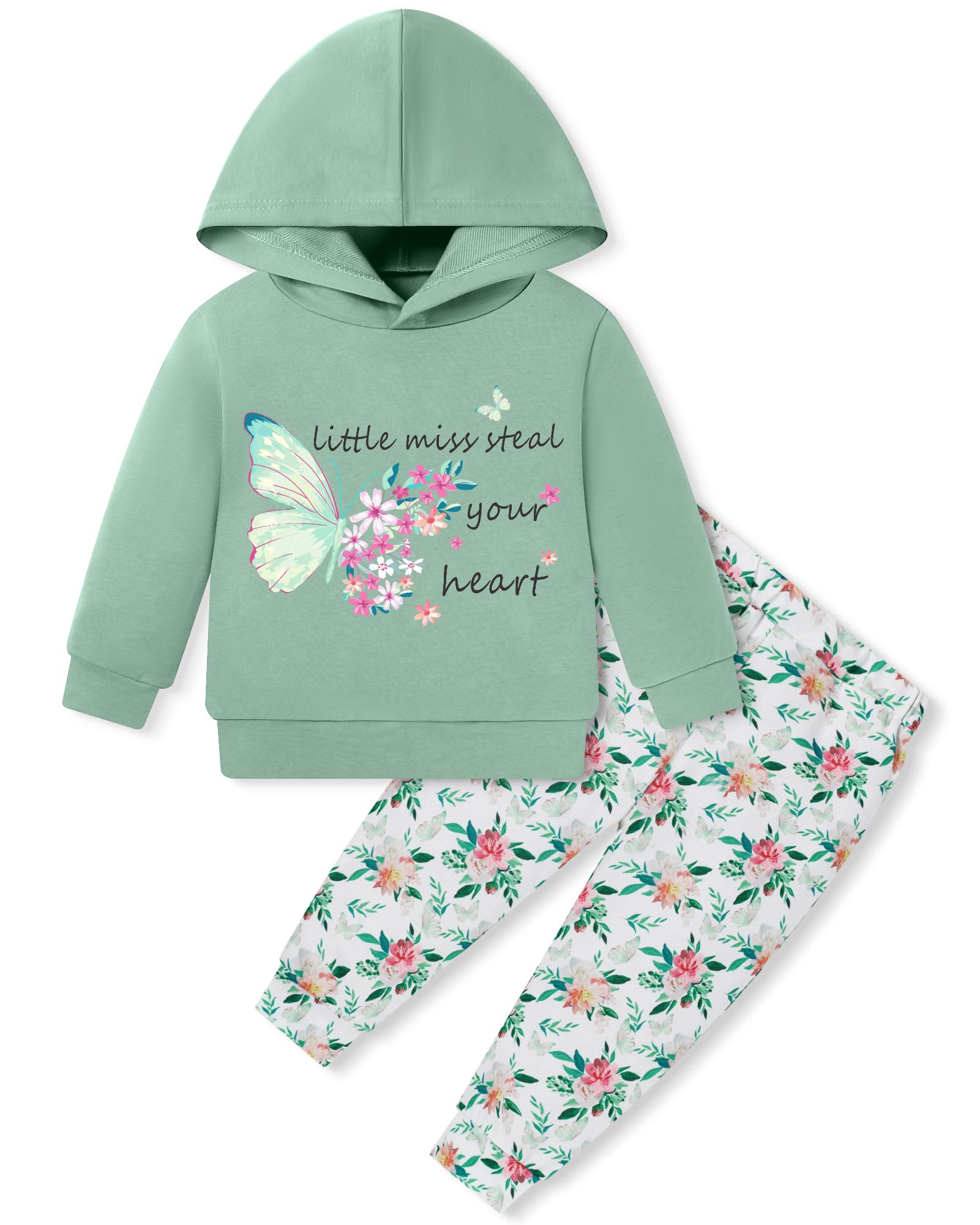 Coco&RARA Toddler Girls Clothes Baby Hoodie Sweatshirt Flower Sweatpants Outfits 2pcs Fall Winter Tracksuit Set 18M-6T