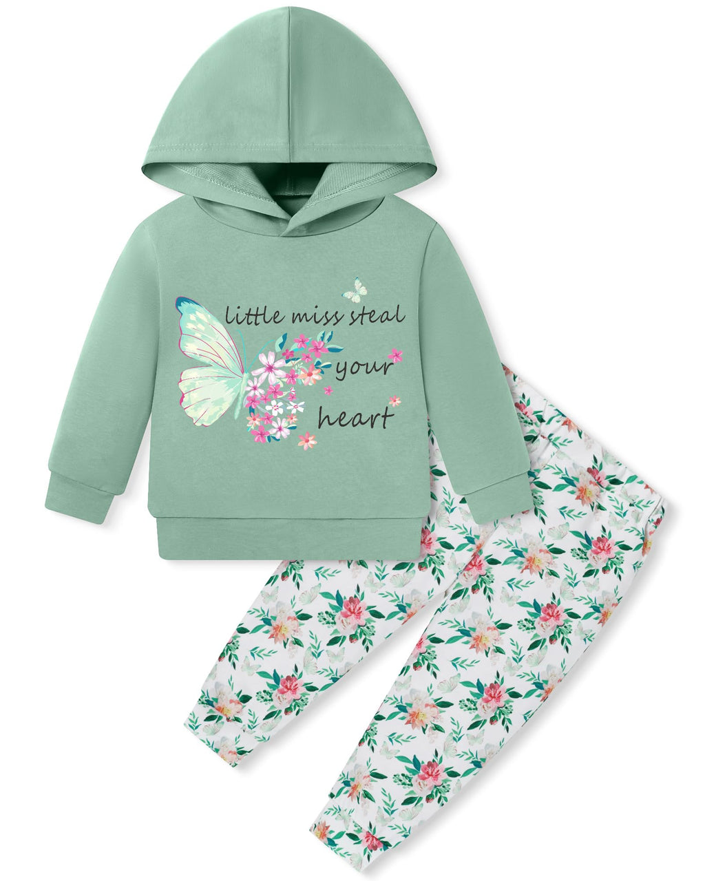 Coco&RARA Toddler Girls Clothes Baby Hoodie Sweatshirt Flower Sweatpants Outfits 2pcs Fall Winter Tracksuit Set 18M-6T