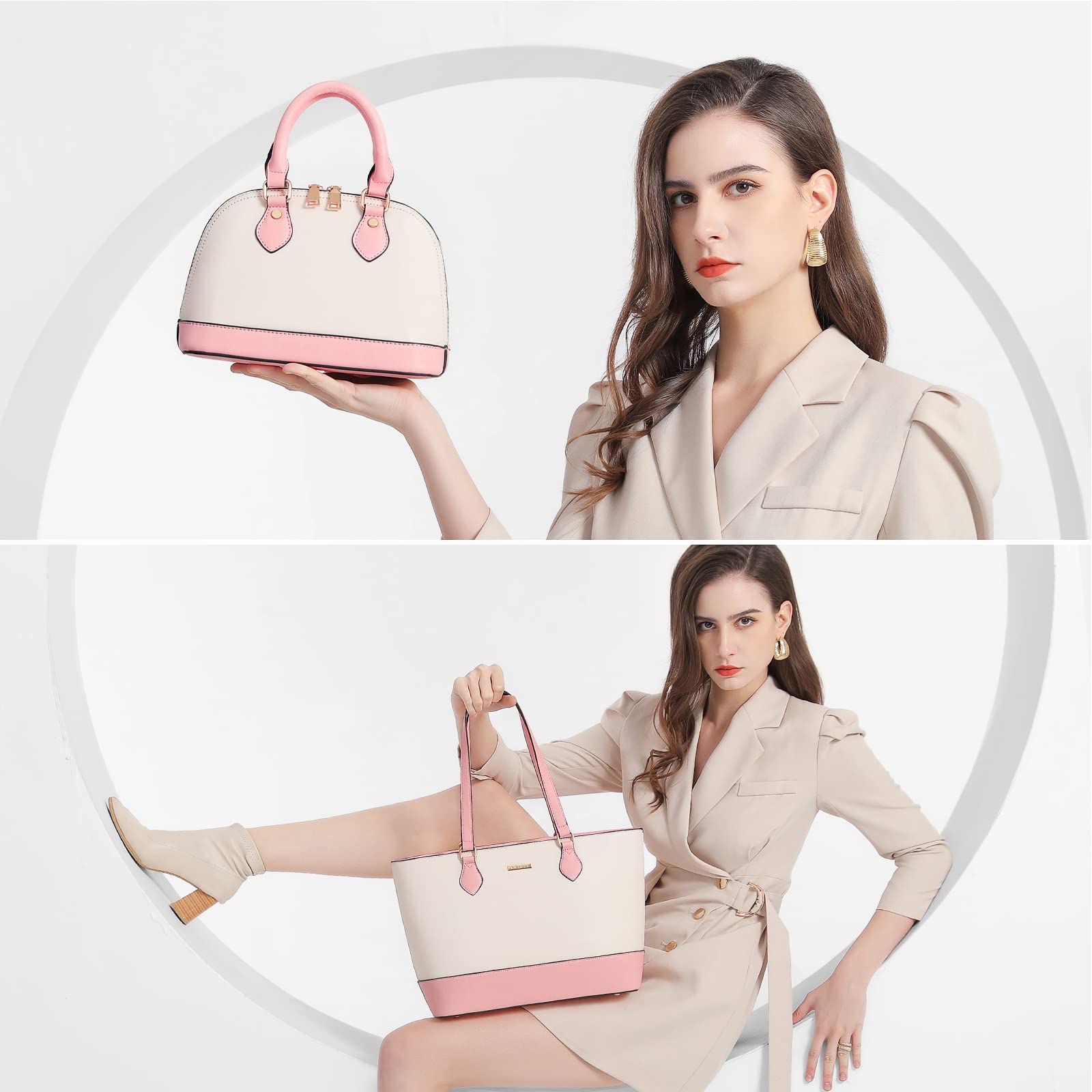 4PCS Women Fashion Handbags Purses Wallet Shoulder Bags Casual Tote Bag Crossbody Bags, Handbag Set Gift for Ladies Girls