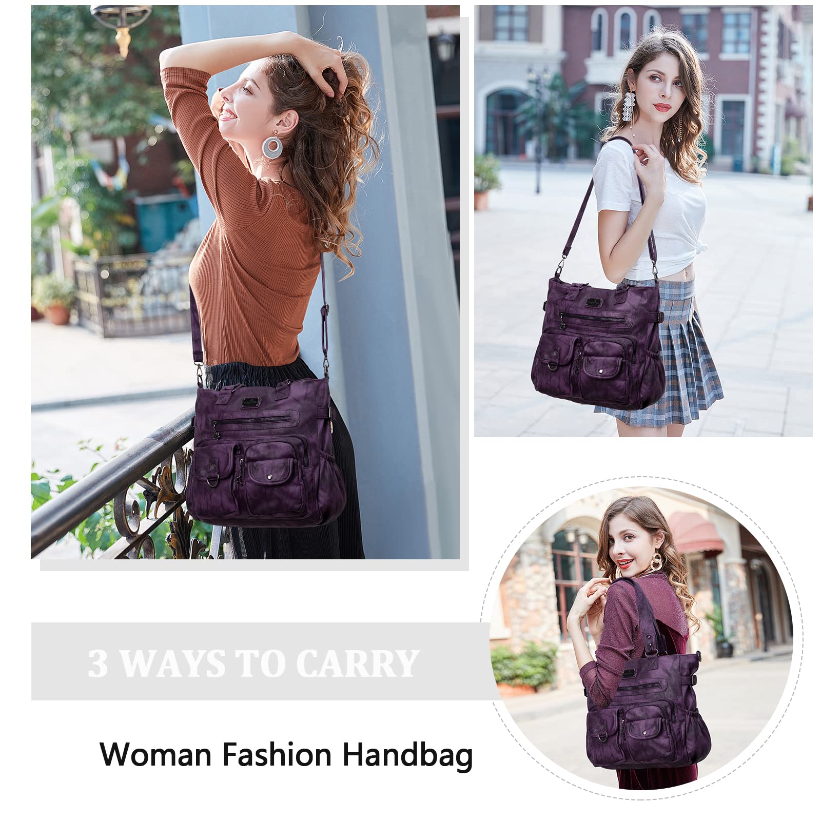 Angelkiss Purses and Handbag for Women Soft Leather Hobo Bags Satchel Shoulder Bags Ladies Tote Crossbody Bag