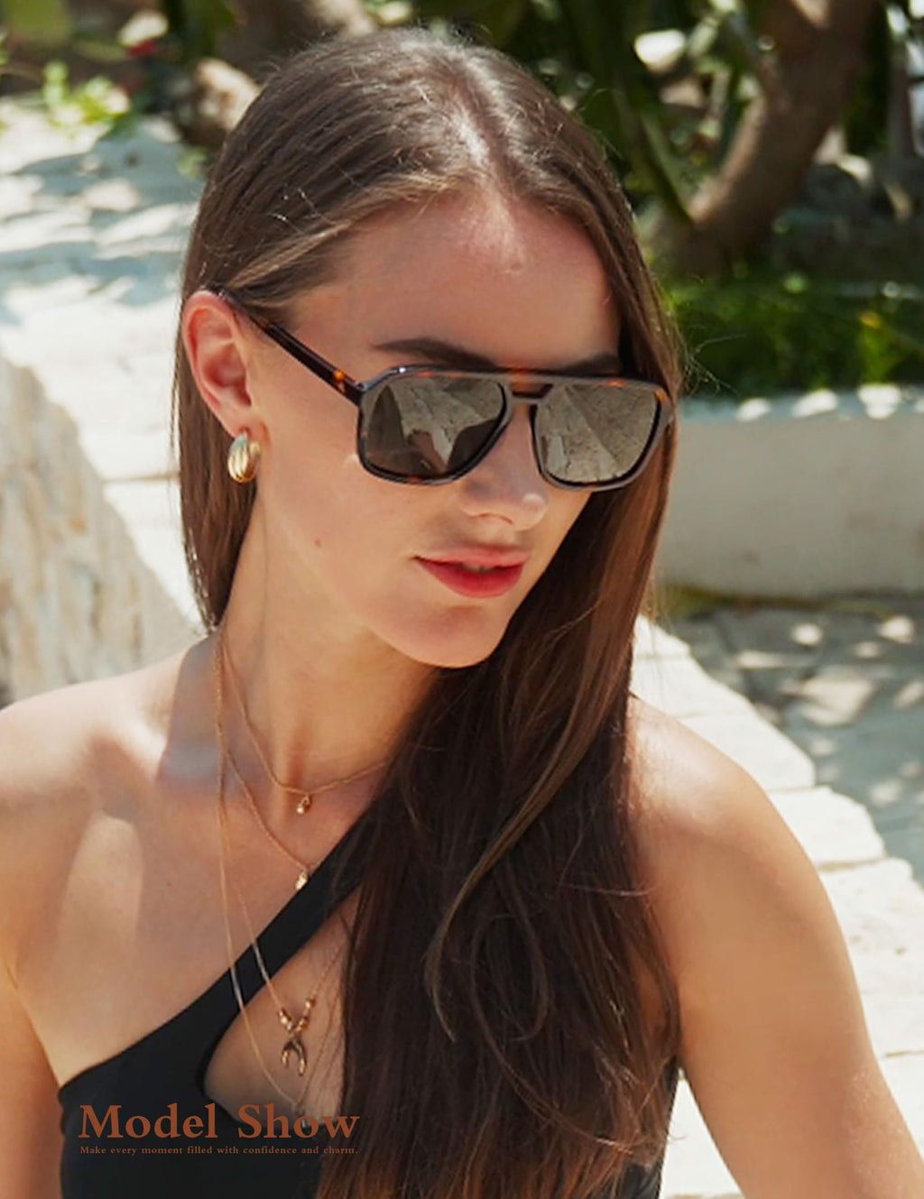 BIRCEN Women Polarized Acetate Sunglasses: Fashion Square Aviator Shades UV Protection for Trendy Laides Travel Beach Outdoor