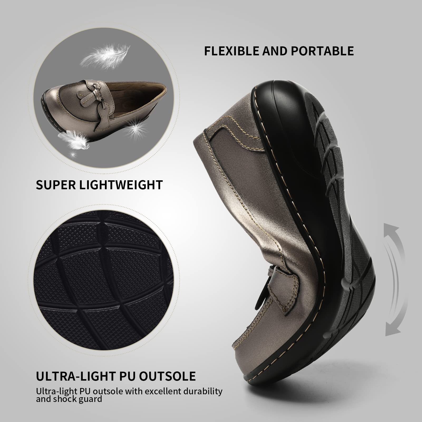 Artisure Women's Classic Comfort Leather Loafers Casual Slip-Ons Stylish Tassel Dress Shoes Cute Work Office Flats Everyday Walking Shoes