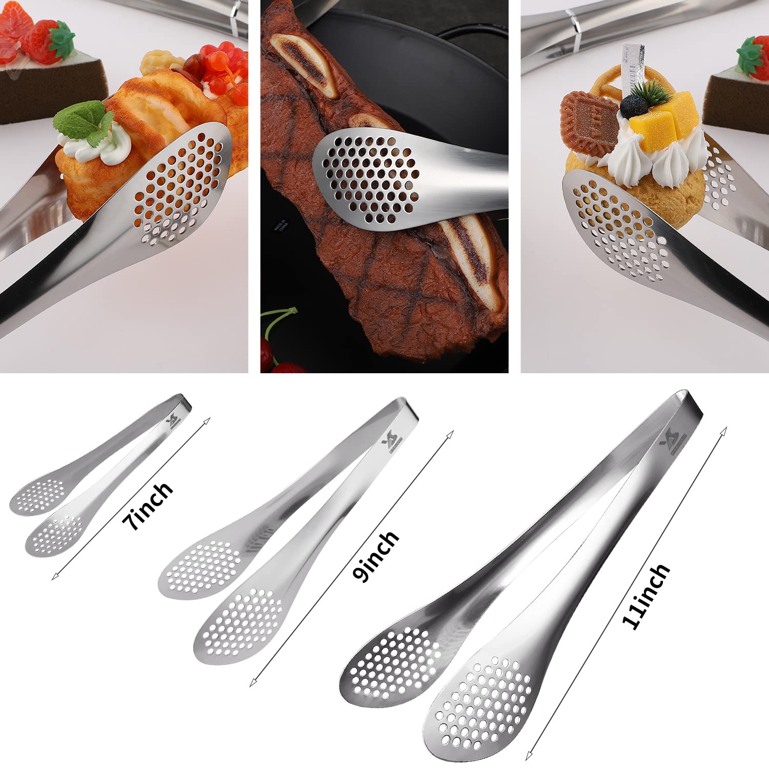 MSY BIGSUNNY 9 inch Buffet Tongs, Set of 2 Stainless Steel Food Serving Tongs