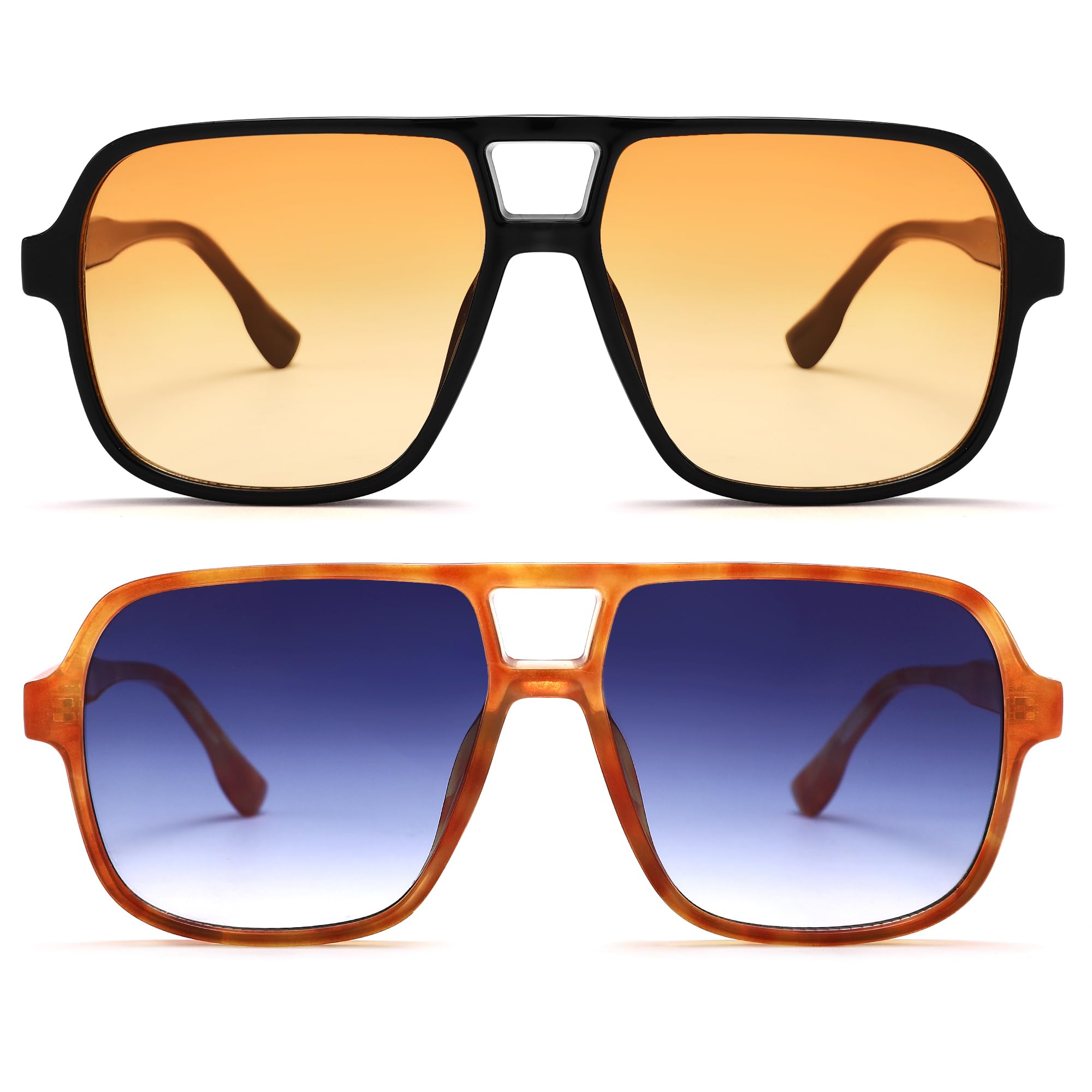 Oversized Aviator Sunglasses for Women Men - Retro 70s Square Shades Sun Glasses