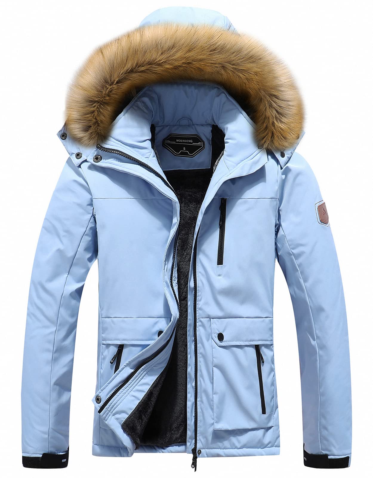 MOERDENG Women's Waterproof Ski Snow Jacket Winter Warm Hooded Snow Coat Mountain Windproof Ski Jacket For Women