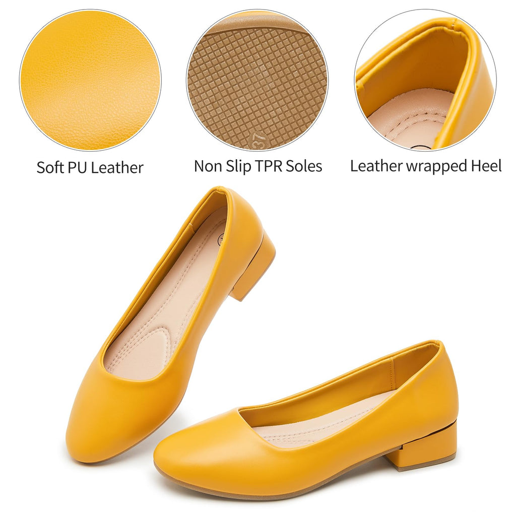 hash bubbie Women's Loafers Slip on Shoes Chunky Low Block Heels Closed Toe Pumps Shoes Office Shoes Ladies Elegant Wedding Dress Shoes