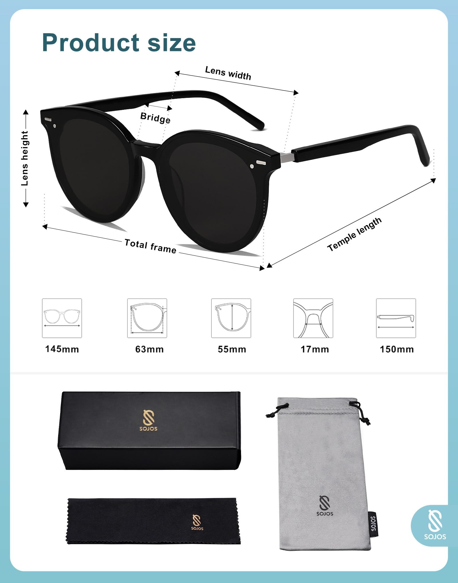 SOJOS Sunglasses Womens Trendy 2025 Classic Round Retro Vintage Shades Large Frame Sunnies SJ2067