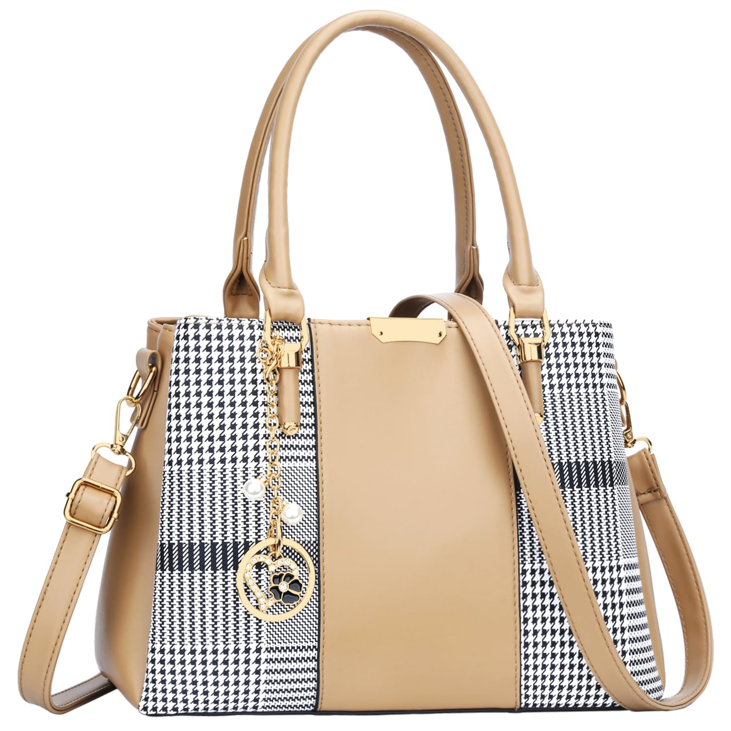 KKXIU 3 Zippered Compartments Purses and Handbags for Women Top Handle Satchel Shoulder Ladies Bags