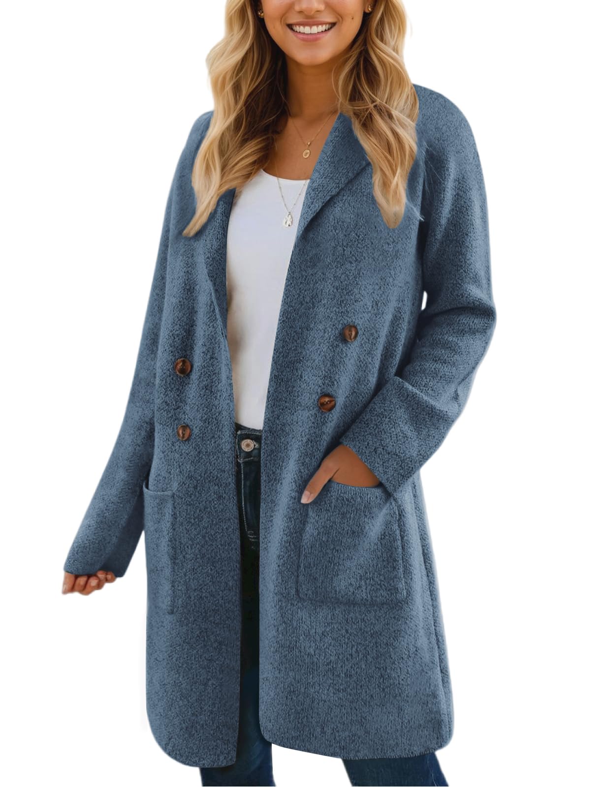 CiCiBird Women Fall Long Cardigan Sweater Trendy Knit Jacket Coat Dressy Blazer Coatigan