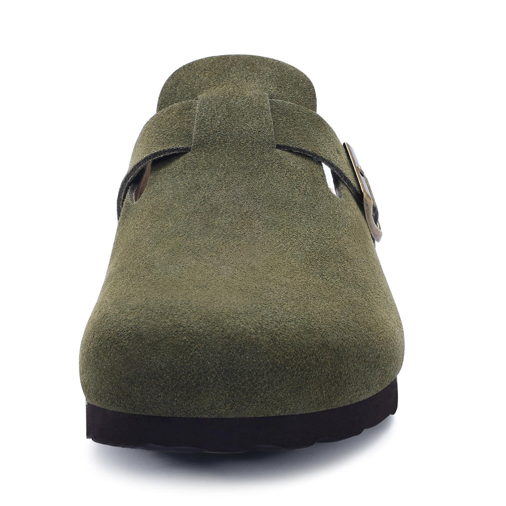Litfun Women's Genuine Suede Clogs Soft Footbed Leather Potato Shoes Comfort Slip On Clogs with Arch Support