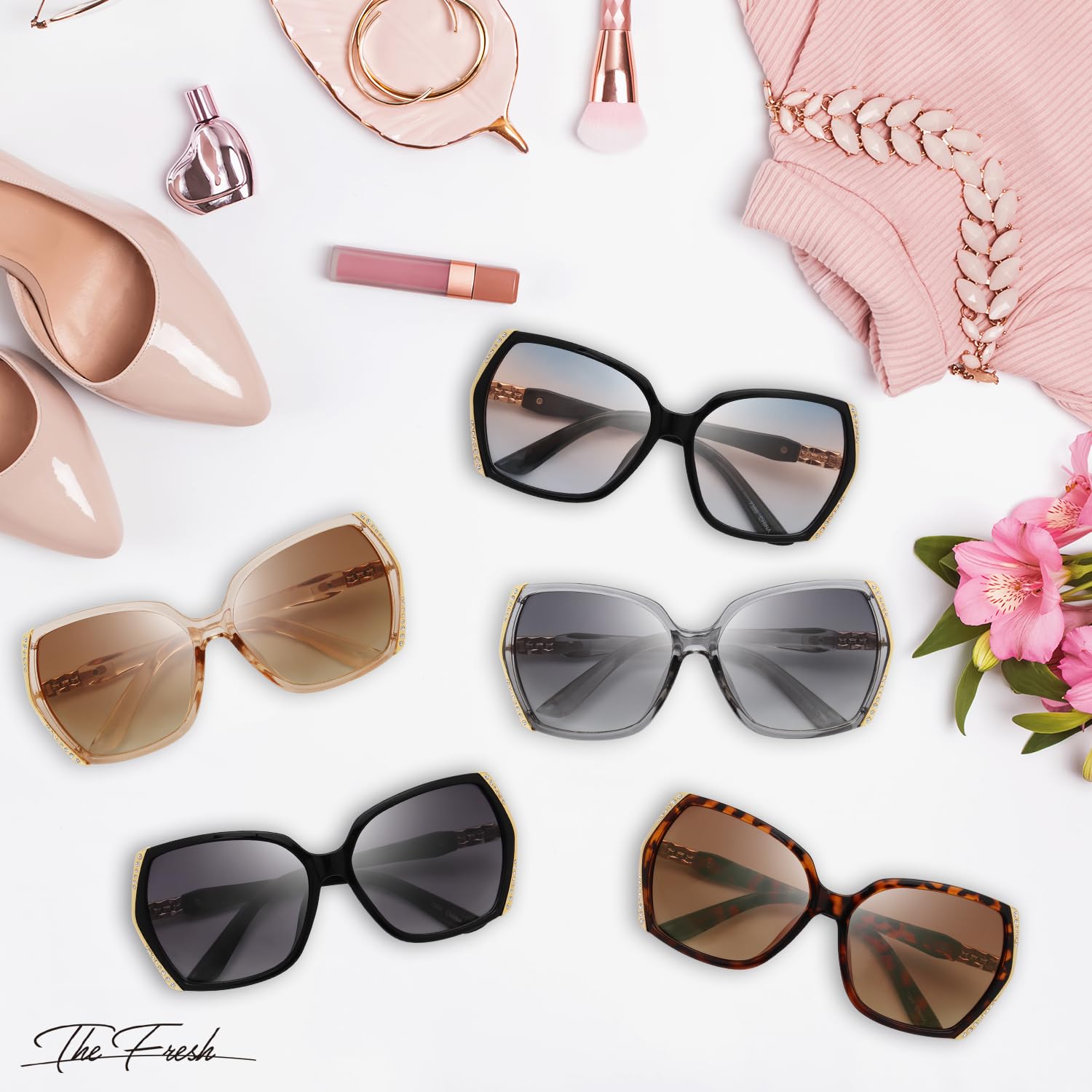 The Fresh Classic Crystal Elegant Women Beauty Design Sunglasses Gift Box