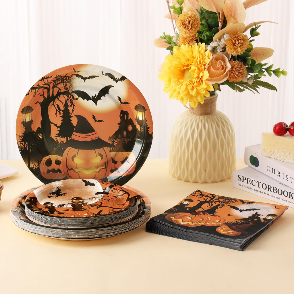 60 Pcs Thanksgiving Plates and Napkins, Happy Thanksgiving Party Supplies Tableware, Disposable Fall Paper Plates, Watercolor Pumpkin Maple plates for Autumn Harvest Festival Party, Serve 20