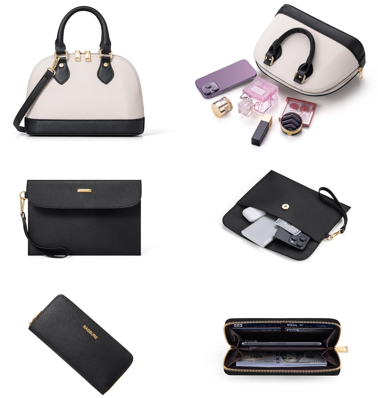 4PCS Women Fashion Handbags Purses Wallet Shoulder Bags Casual Tote Bag Crossbody Bags, Handbag Set Gift for Ladies Girls