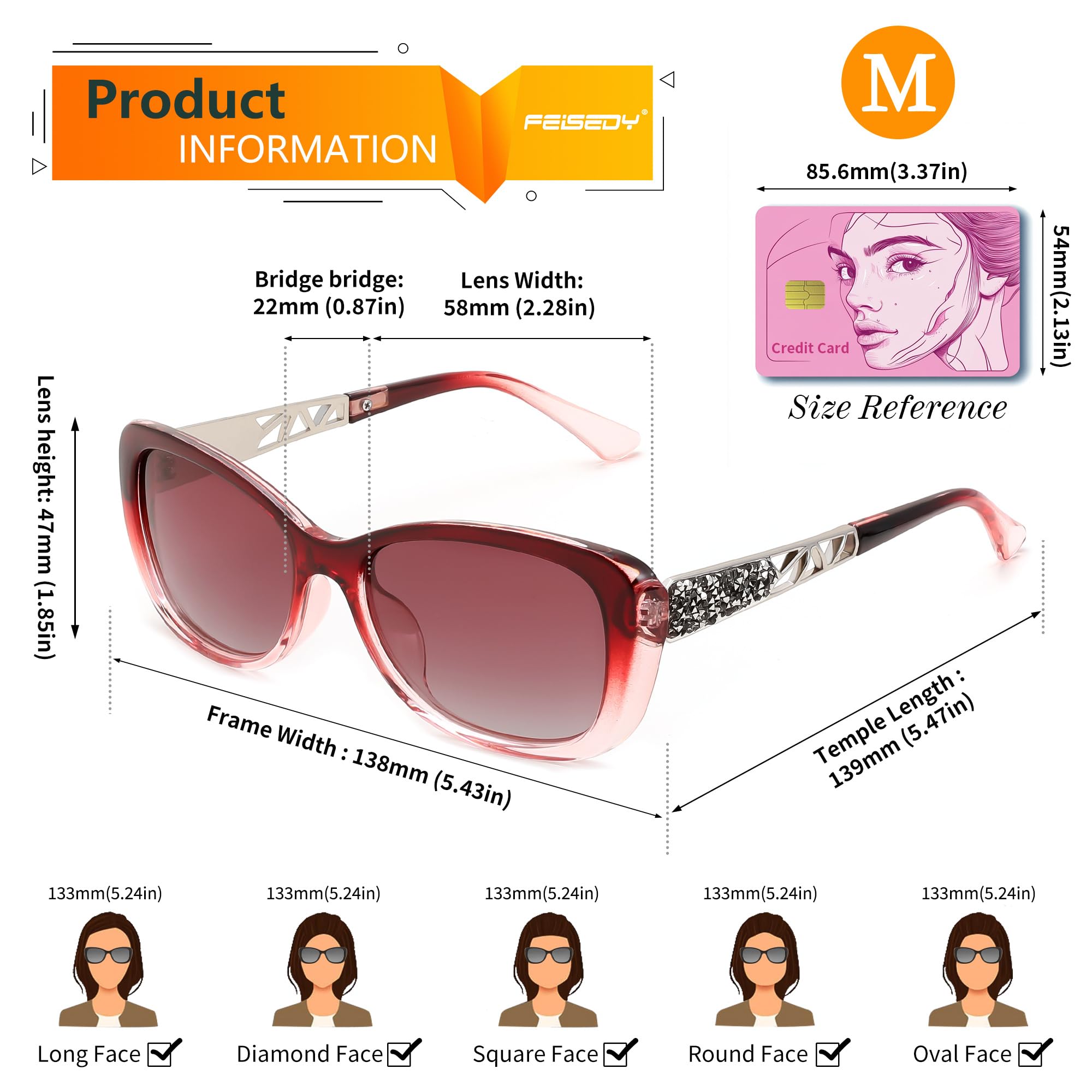 FEISEDY Polarized Women Sunglasses Retro Shades Photochromic Lens Sparkling Crystal Sunglasses UV400 Protection B0144