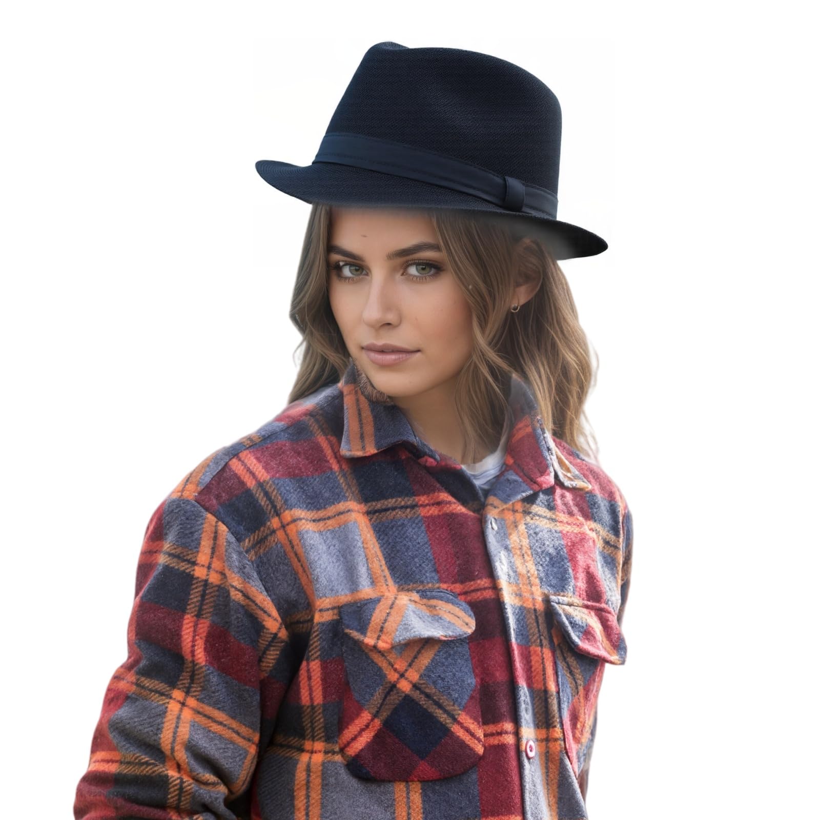 Unisex Classic 1920s Fedora Hat Short Brim Panama Trilby Hat Summer Beach Cap for Men Women