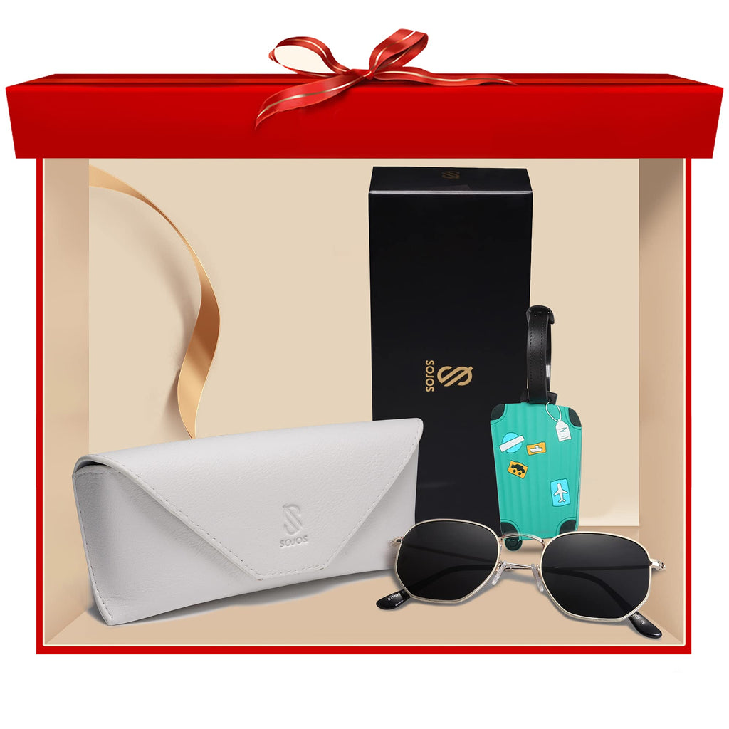 SOJOS Square Polarized Sunglasses for Women Men Small Hexagonal Polygon Shades SJ1072