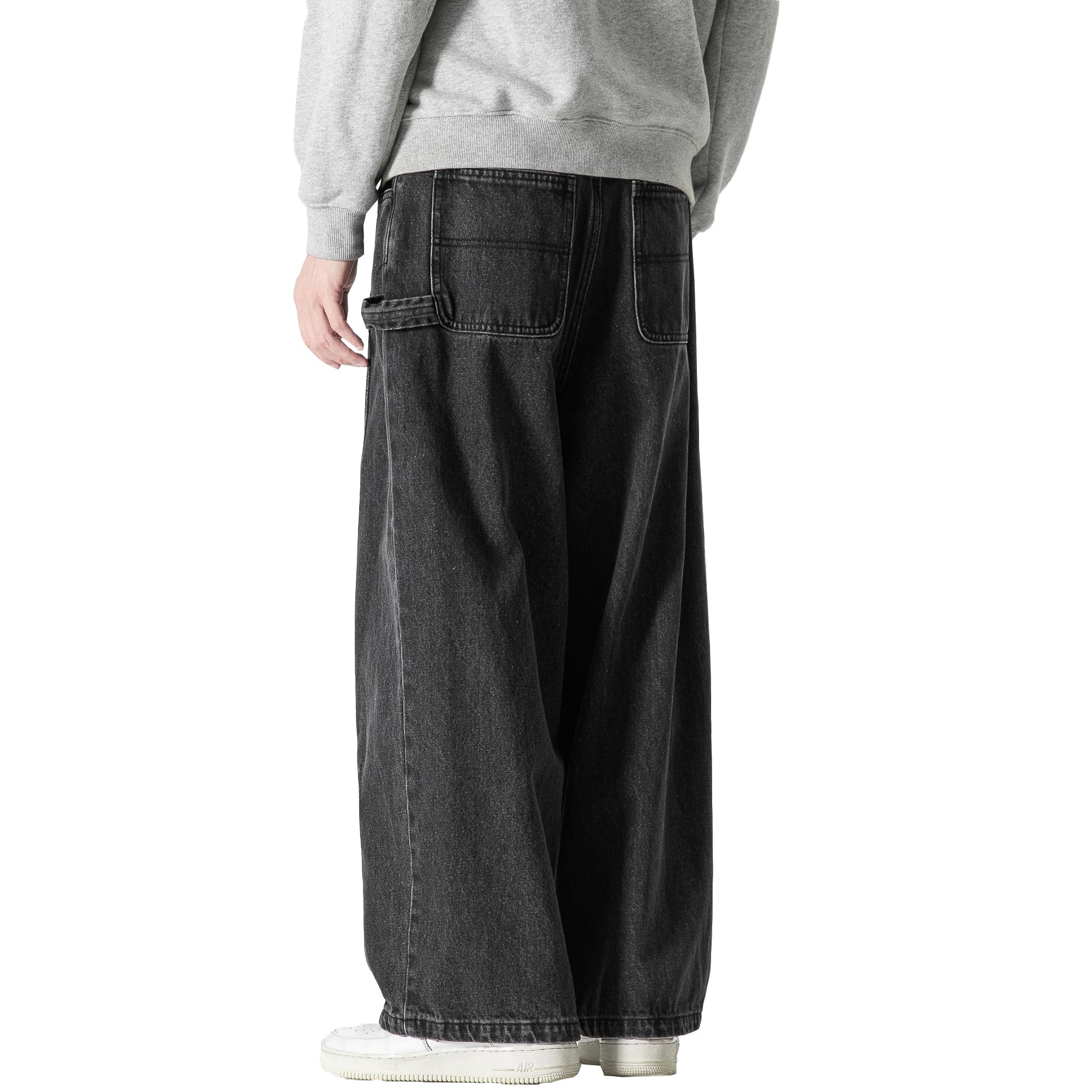 DOSLAVIDA Men's Hip Hop Jean Joggers Loose Fit Streetwear Biker Baggy Jeans Pants Stylish Printed Cargo Denim Pants