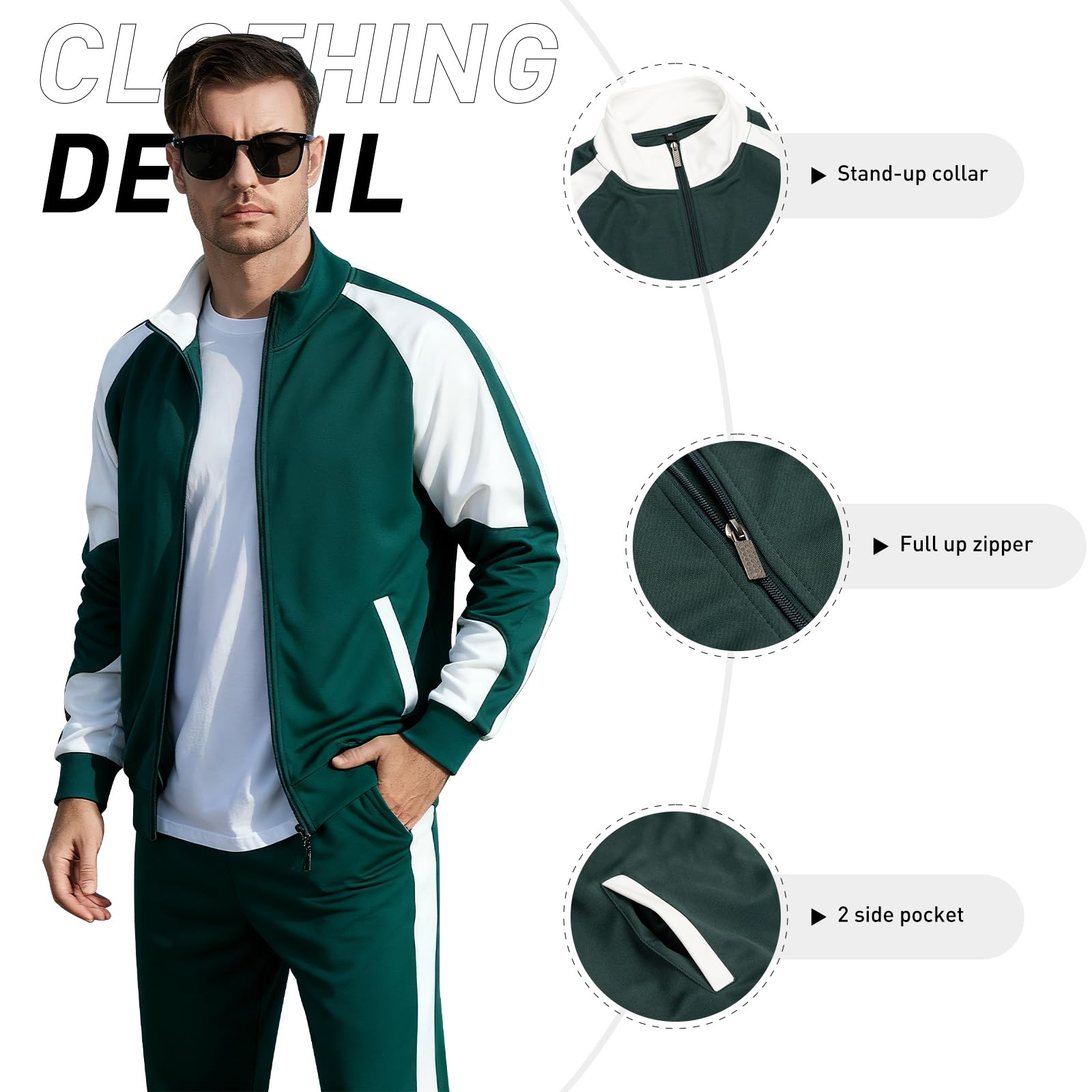 LBL Leading the Better Life Mens Track Suits Casual Full Zip Sweat Suit Active Jackets and Pants 2 Piece Outfits